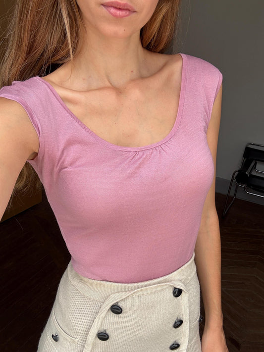 Vintage Cotton Scoop Neck Camisole | Soft Pink | 100% Cotton
