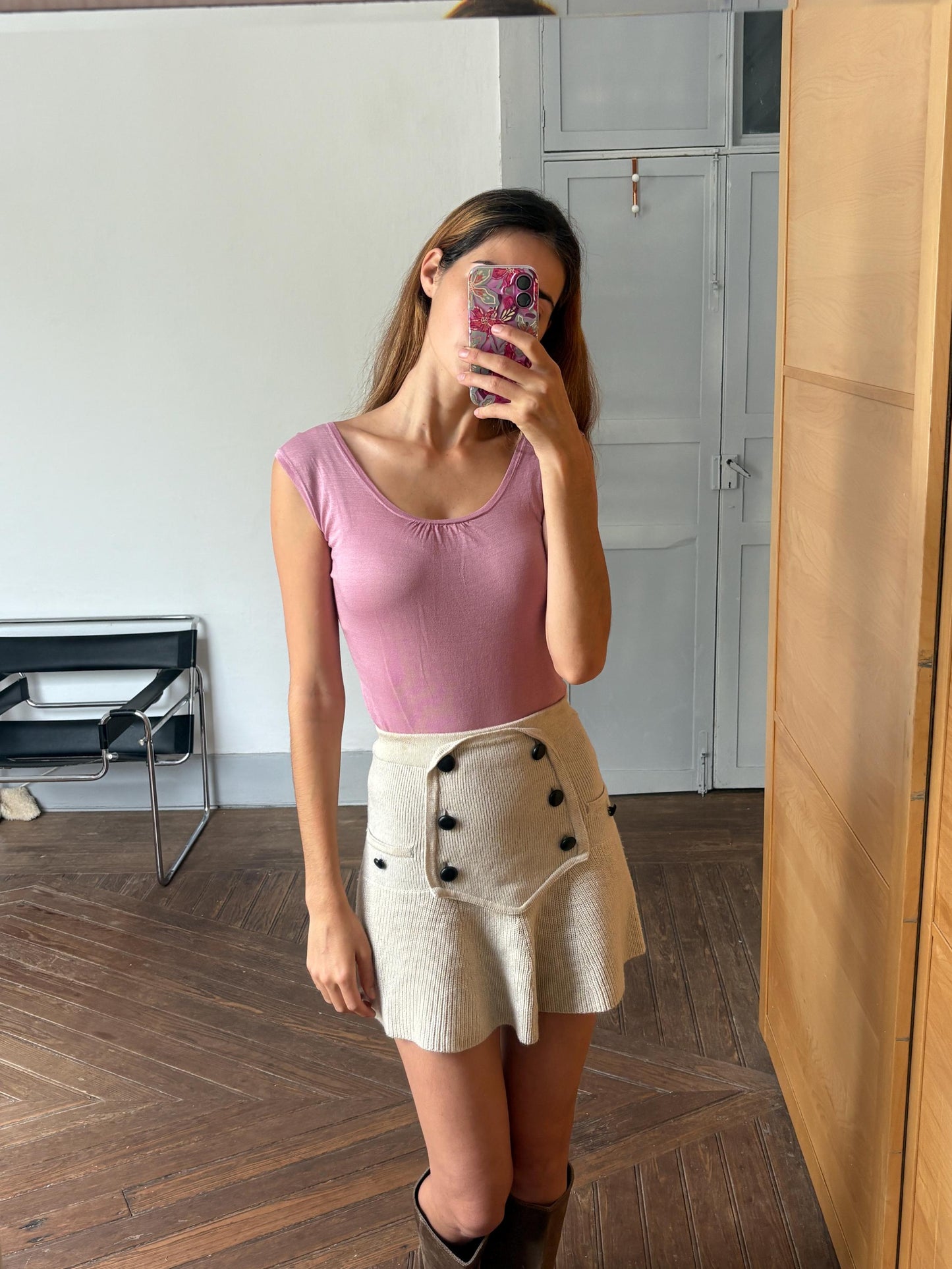 Vintage soft pink Camisole Top, Elegant warm pink Boho Chic Y2k tank top, Sexy see open neckline Lightweight cotton summer woman clothing