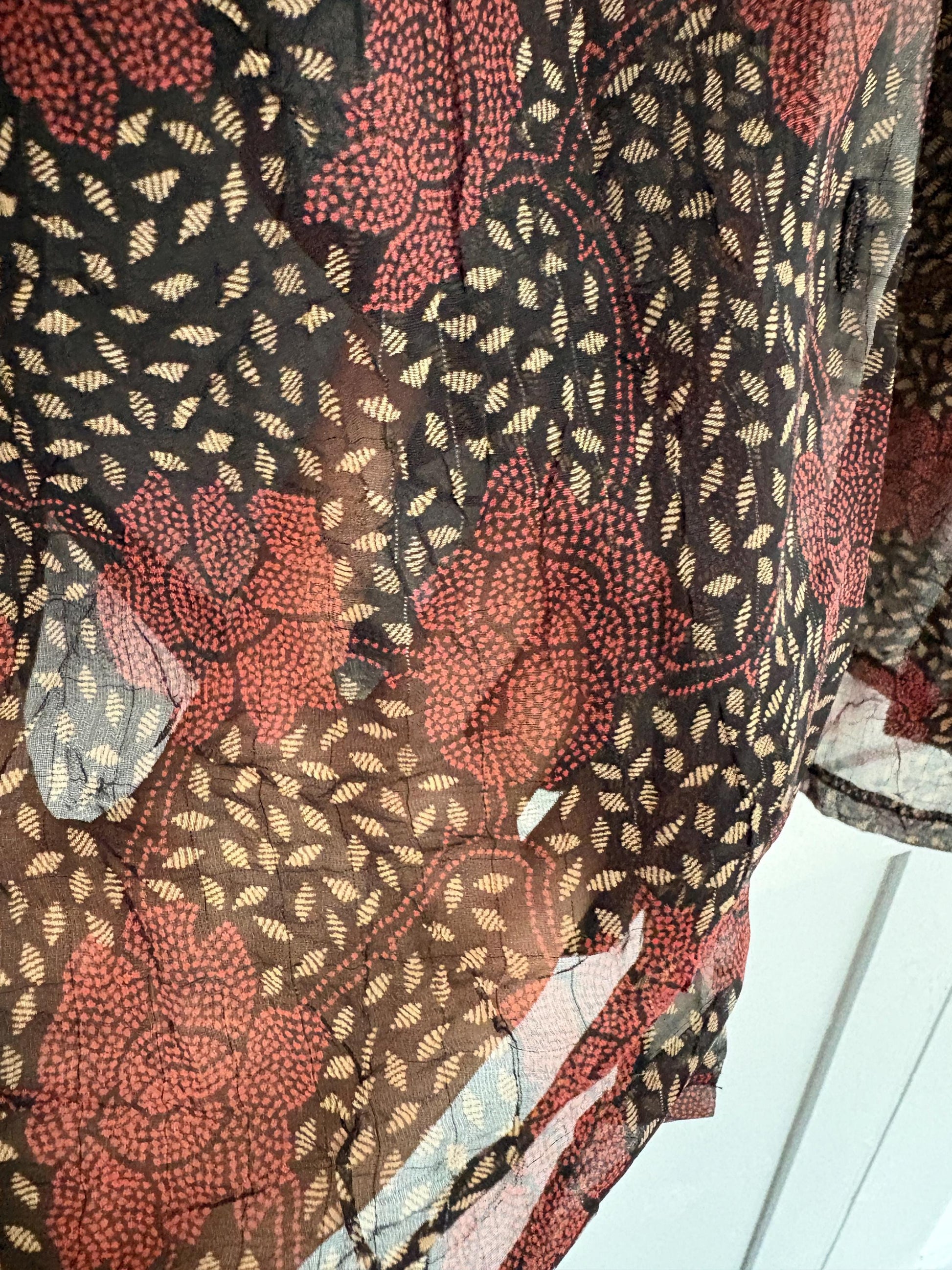 Sheer black floral button down shirt, wrap top, See through feminine beach wear, Dark gothic sheer floral blouse, Lightweight summer shirt