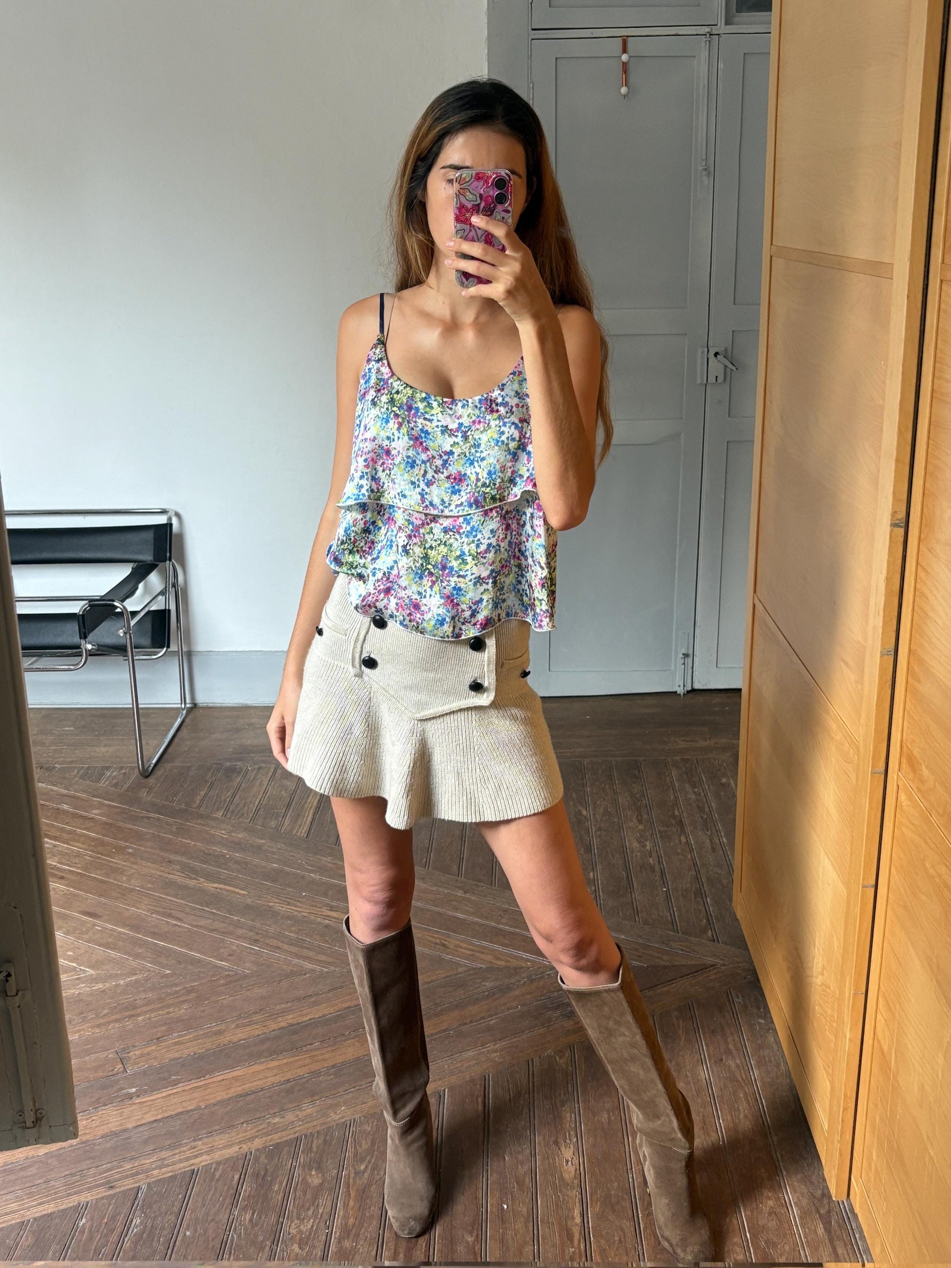 Vintage GUESS floral camisole, Y2k spaghetti loose layered tank top, Sexy see open neckline woman clothing, floral print corset top, L