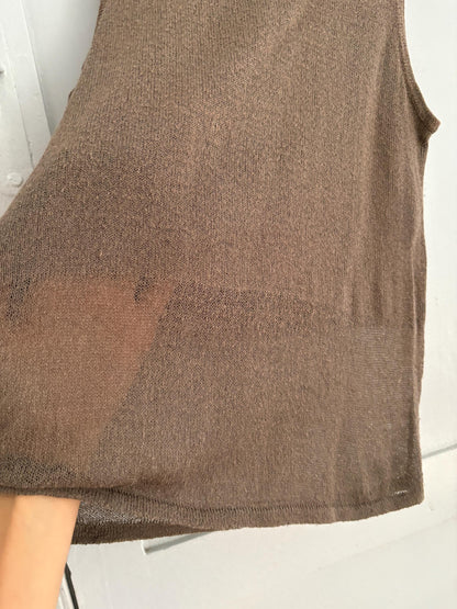 Vintage Moss Green Minimalist Tank Top — fabric close-up