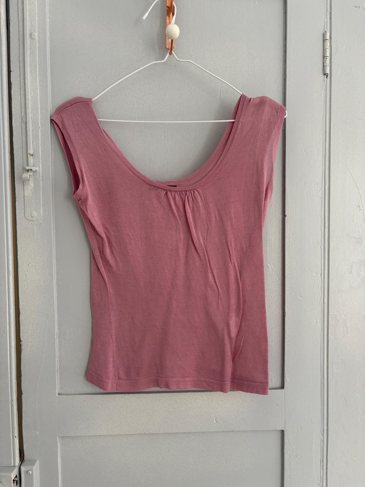 Vintage soft pink Camisole Top, Elegant warm pink Boho Chic Y2k tank top, Sexy see open neckline Lightweight cotton summer woman clothing