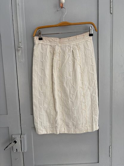 Vintage Handmade White Textured Midi Skirt — additional view 6