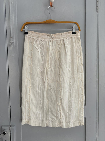 Vintage Handmade White Textured Midi Skirt — additional view 8
