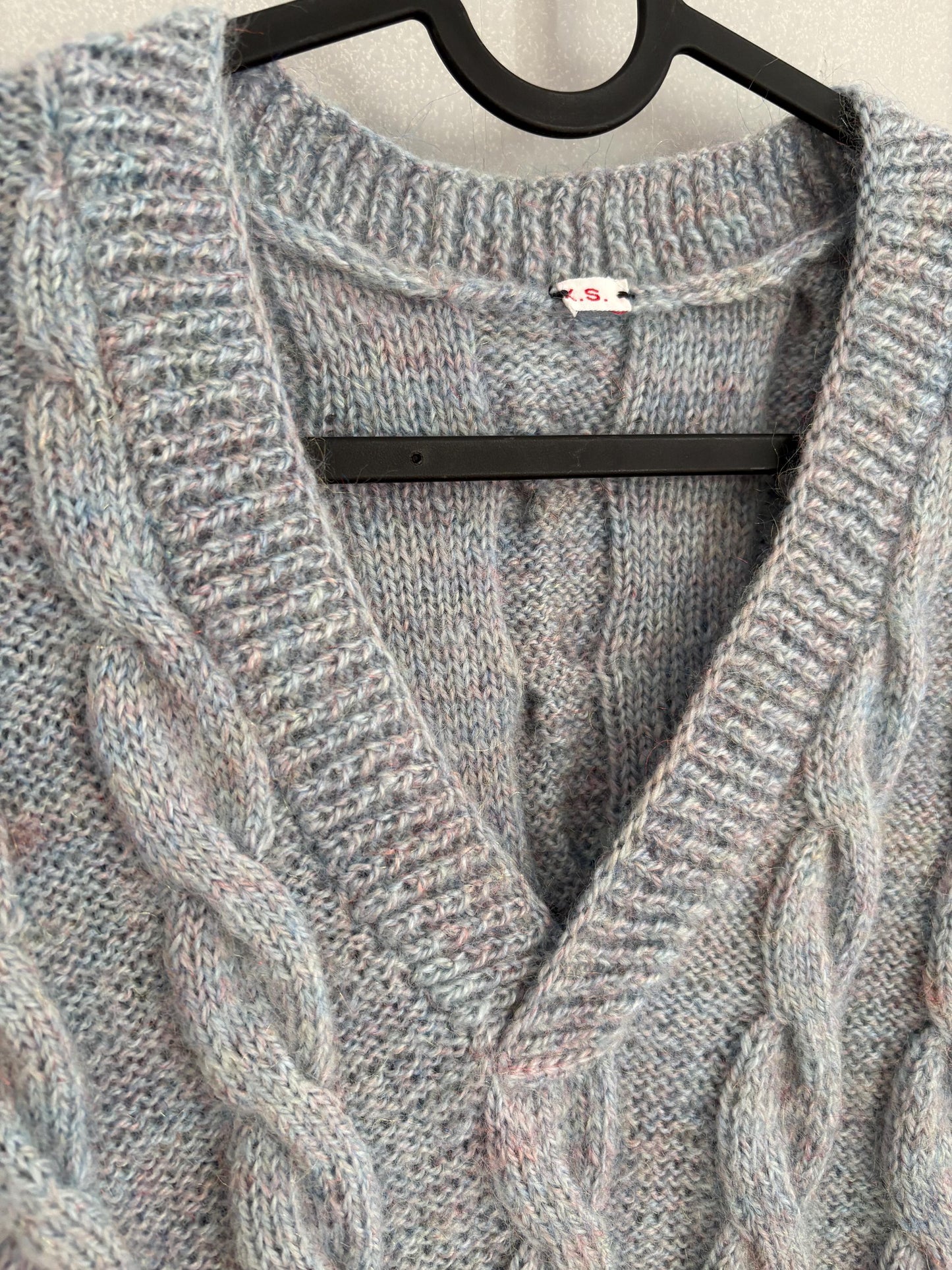 Vintage Blue Hand-Knit Waistcoat — additional view 5