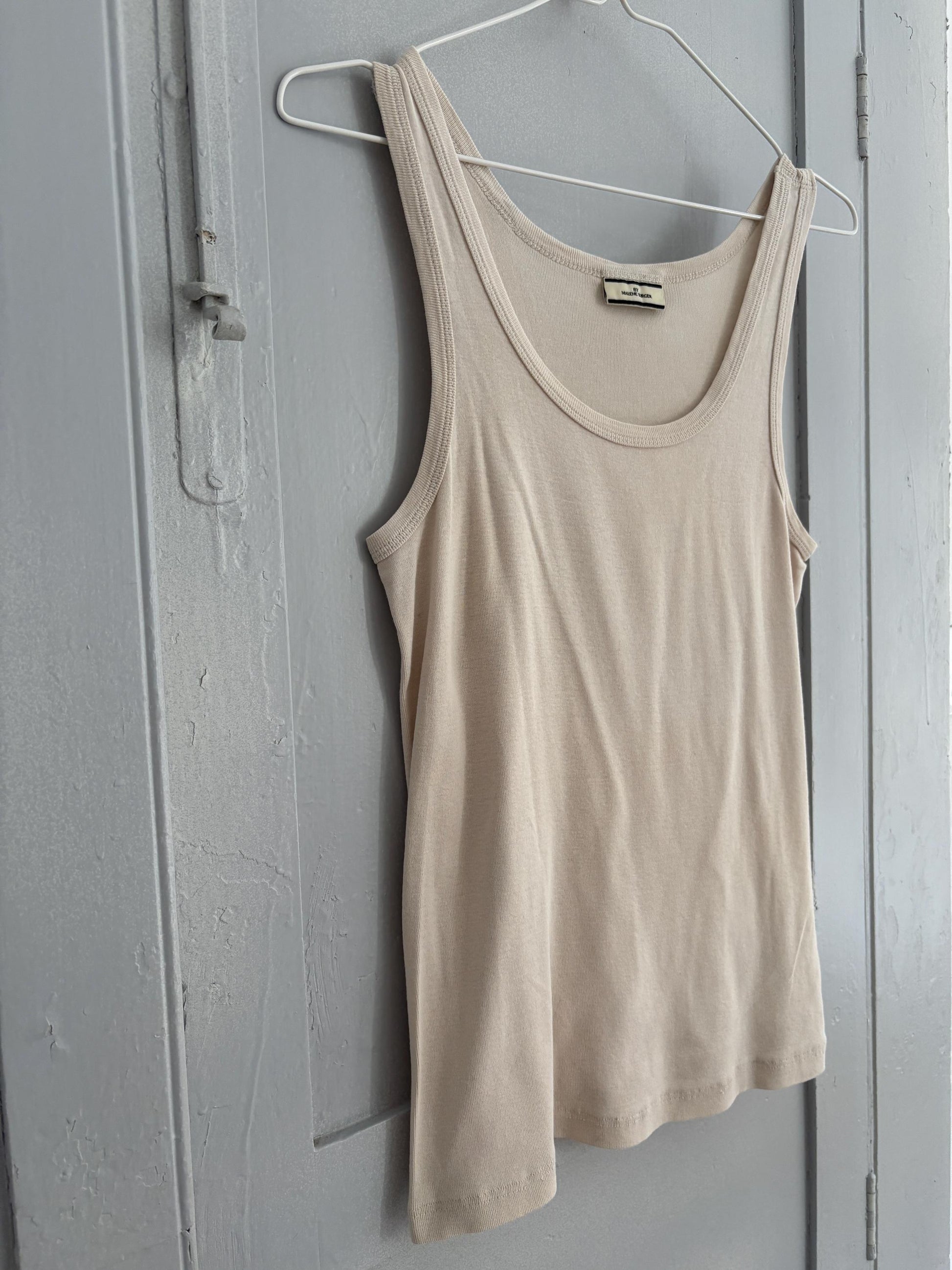 Vintage off white By Malene Birger tank top, Designer eggshell white camisole, Elegant cotton top