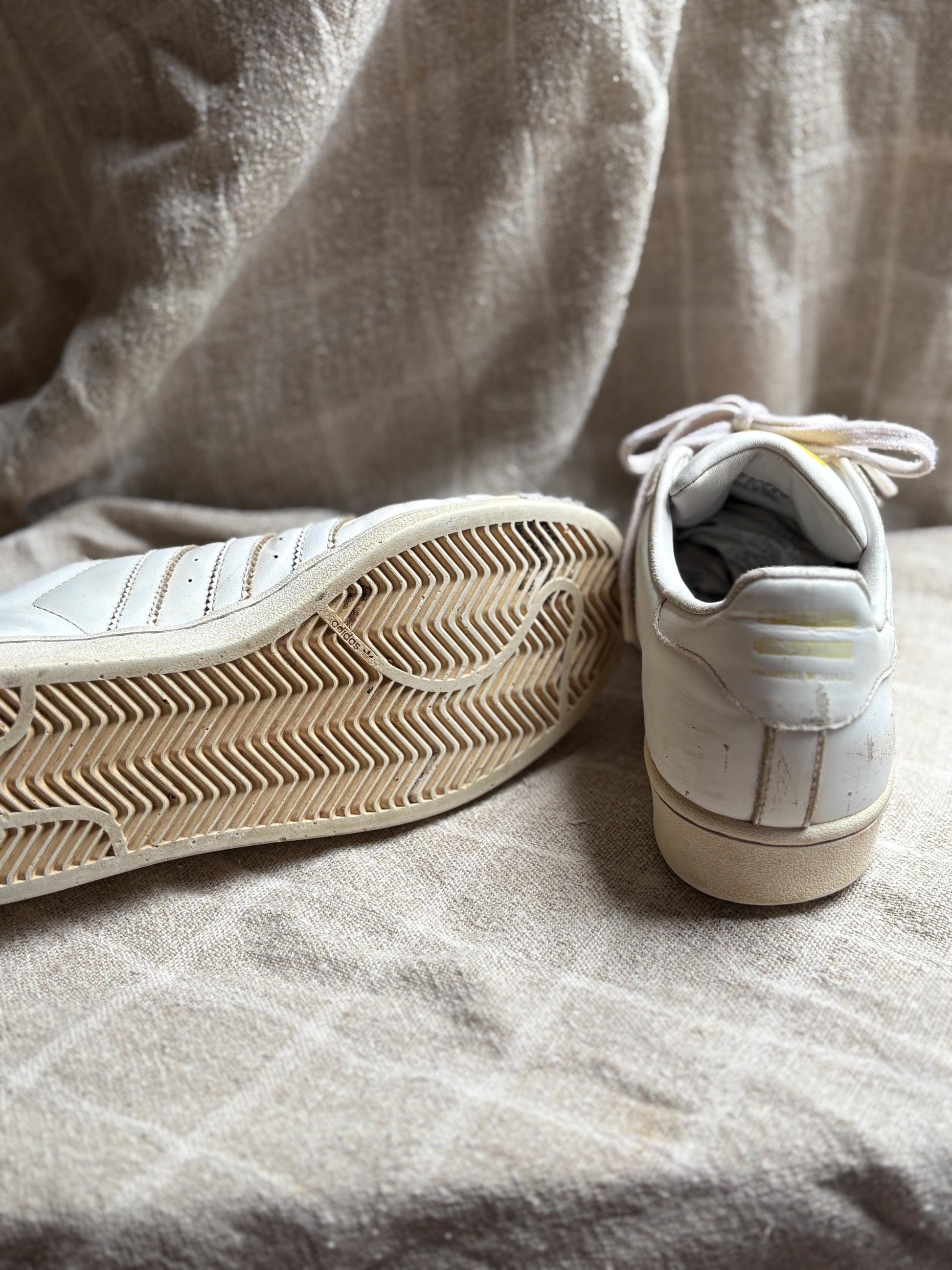 Vintage Adidas x Pharrell Williams sneakers, Flower printed sport shoes, Red - orange - yellow and white leather trainers, Size 44 - USA 10