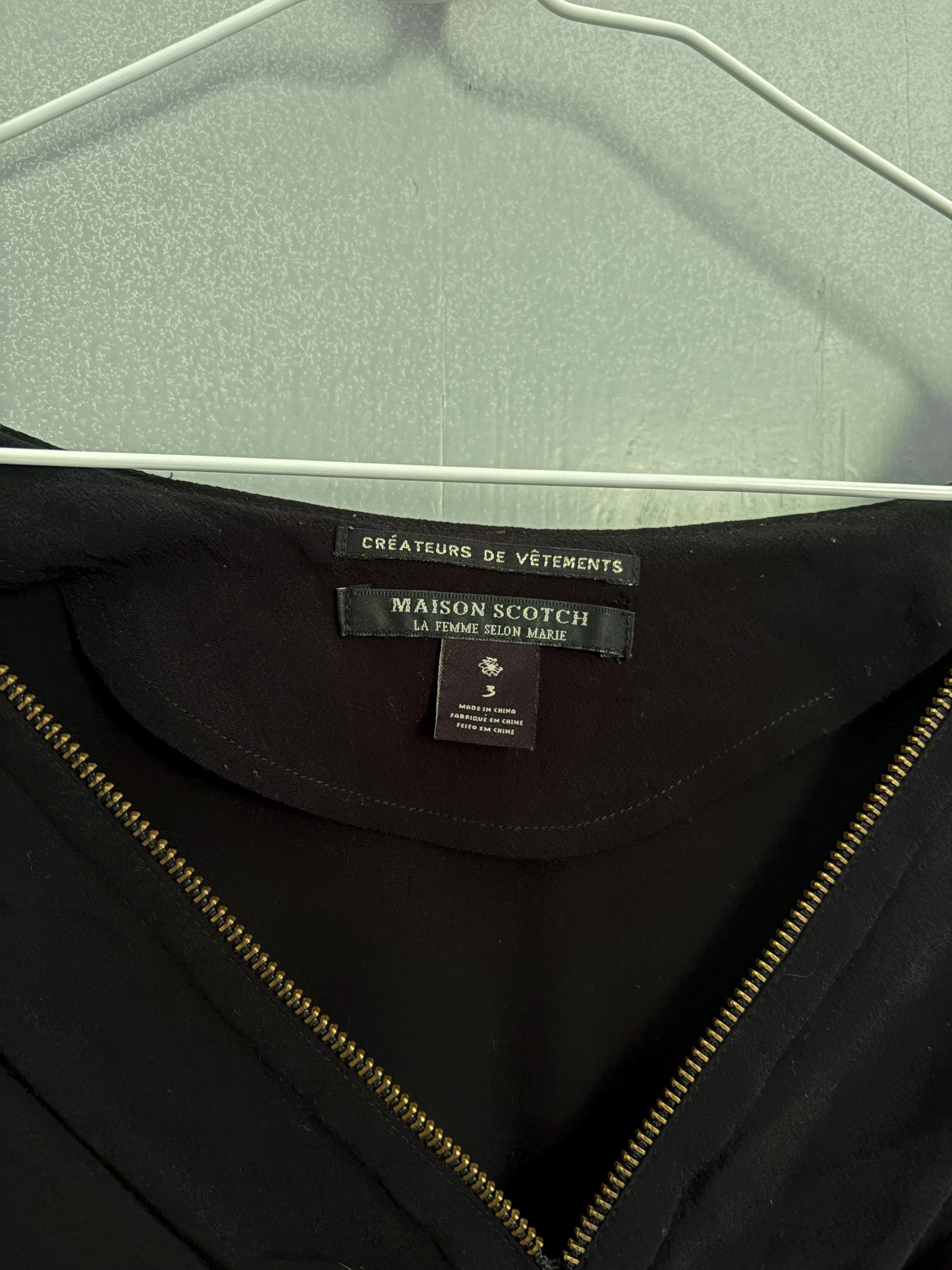 Vintage Maison Scotch black dress, Sexy zipper v neck Basic casual loose fit dress, Lightweight summer dress