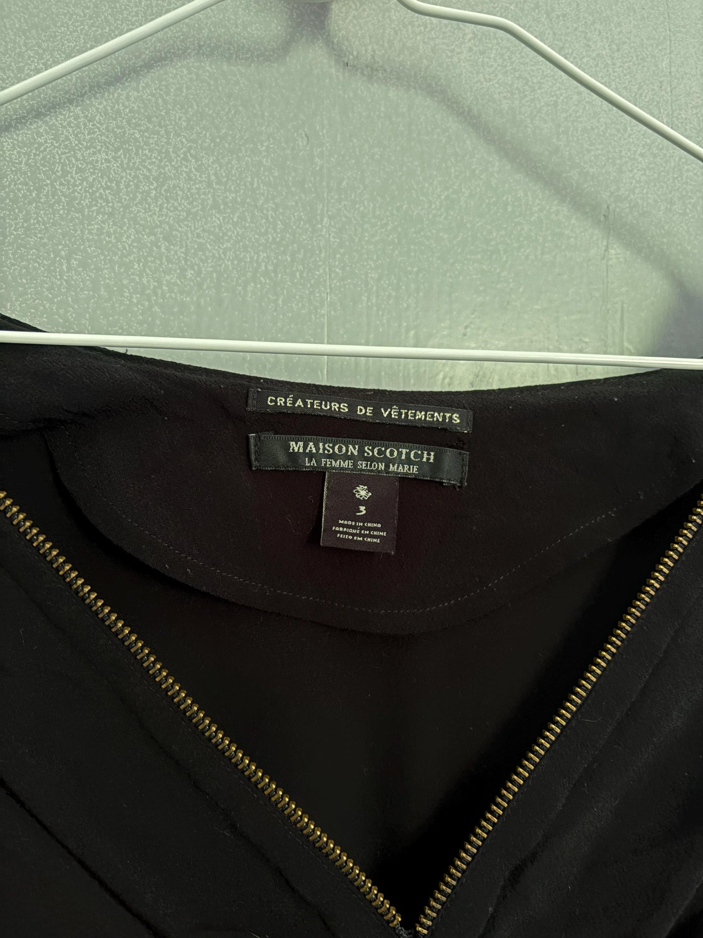 Vintage Maison Scotch black dress, Sexy zipper v neck Basic casual loose fit dress, Lightweight summer dress