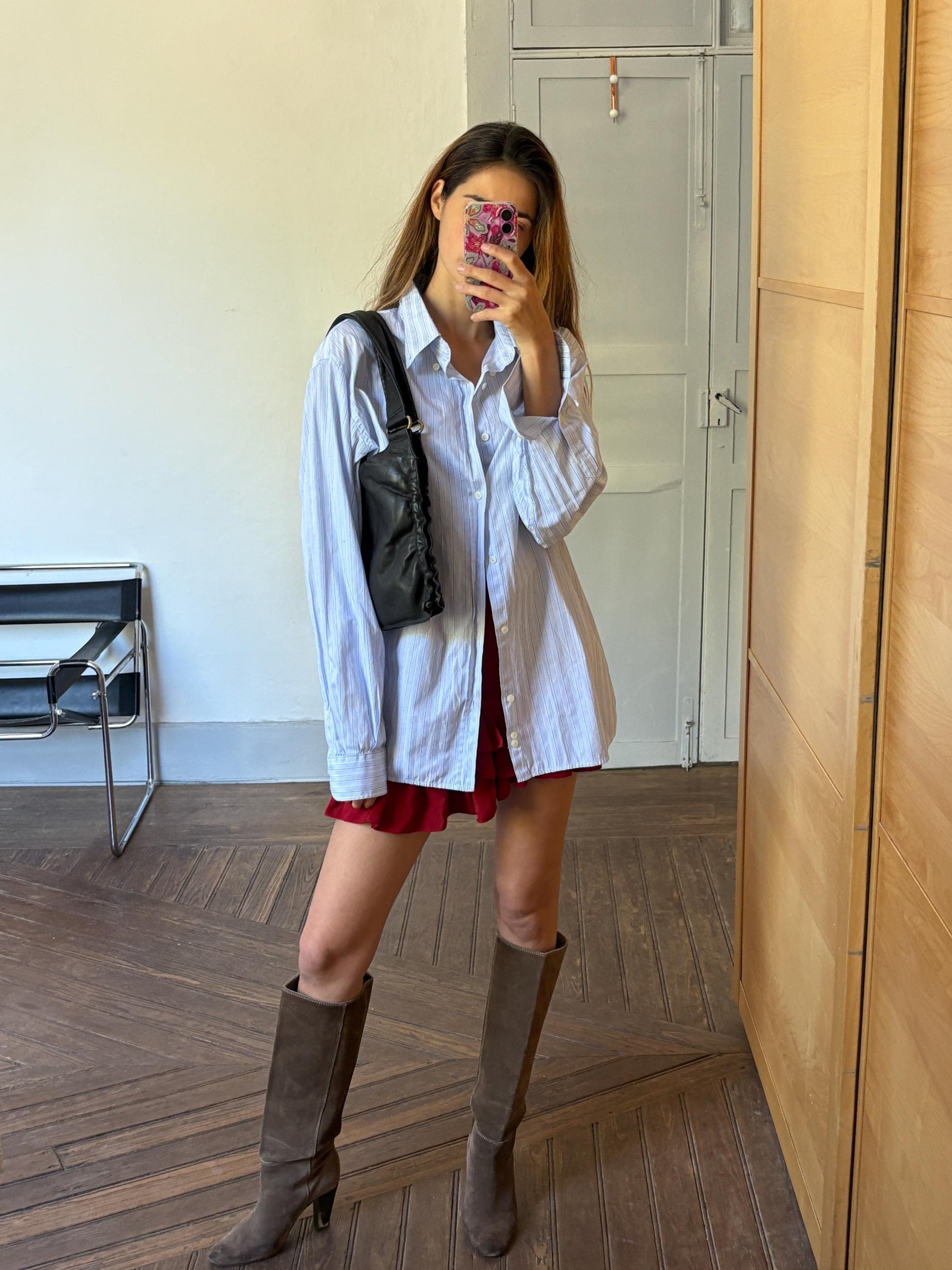 Vintage black leather shoulder bag, Cool Berlin style fashion black woman bag, Aesthetic vintage baguette bag, Scandic fashion