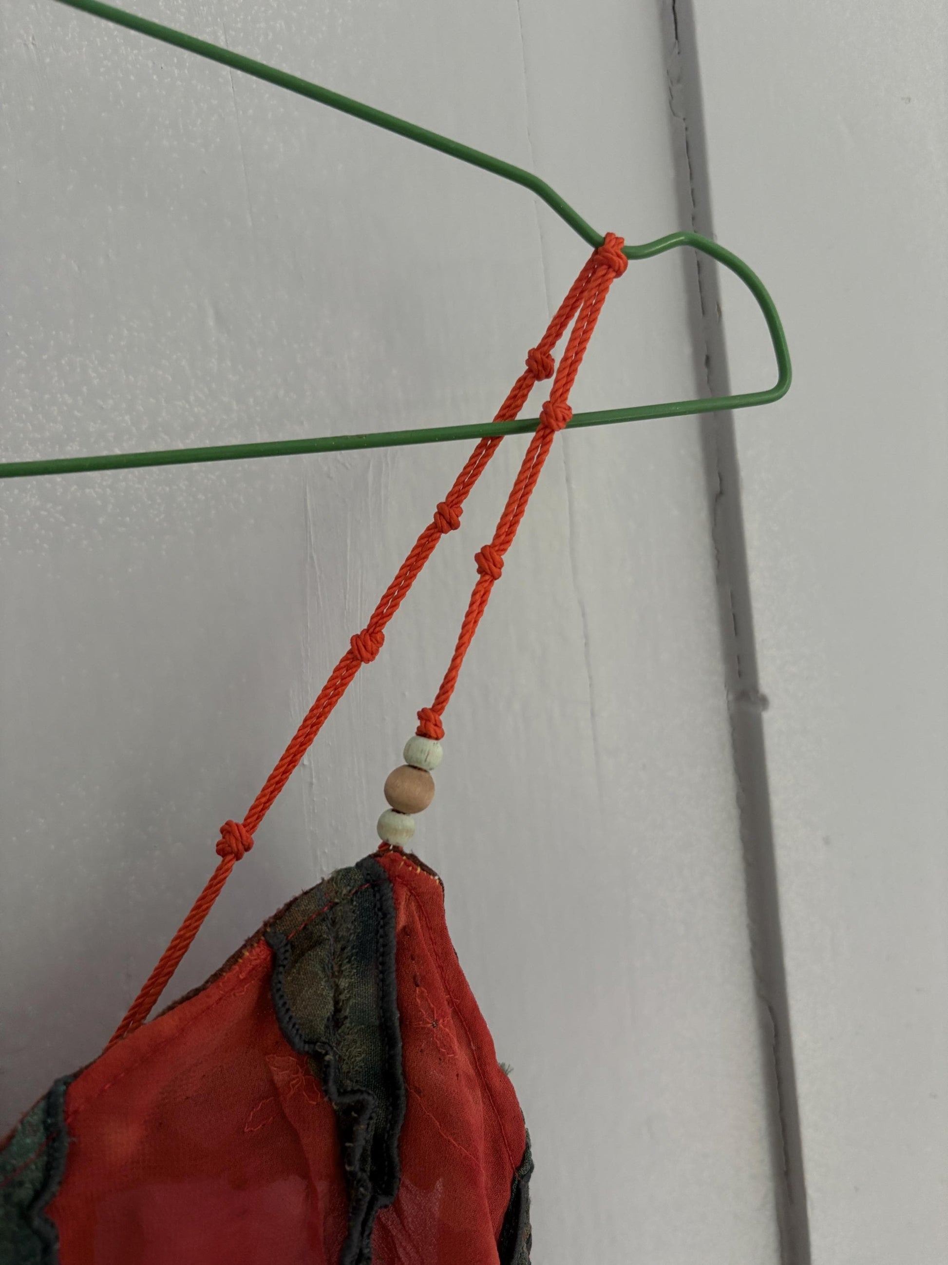 Red vintage camisole with knotted shoulder straps