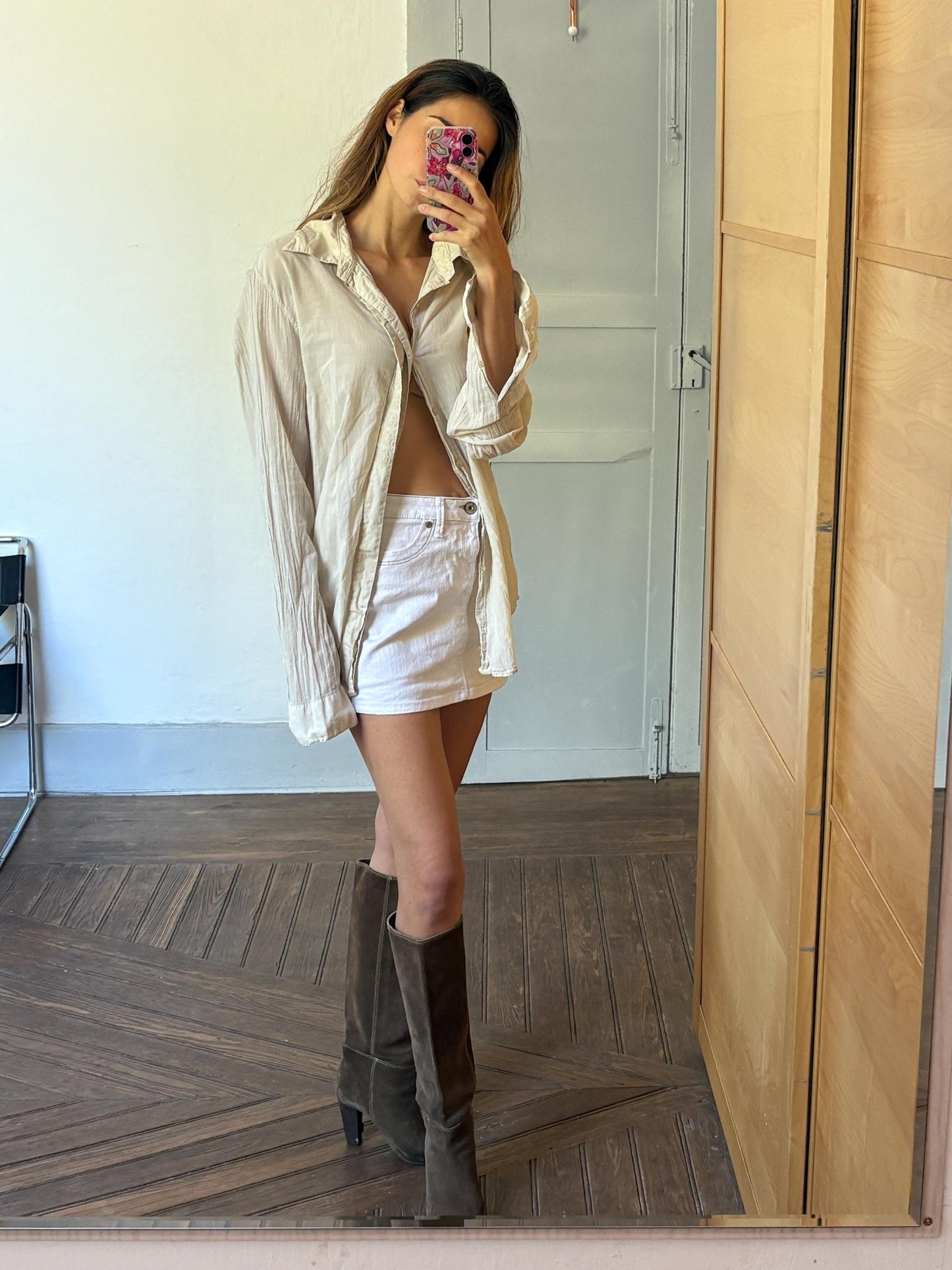Vintage Y2K White Denim Mini Skirt — additional view 6
