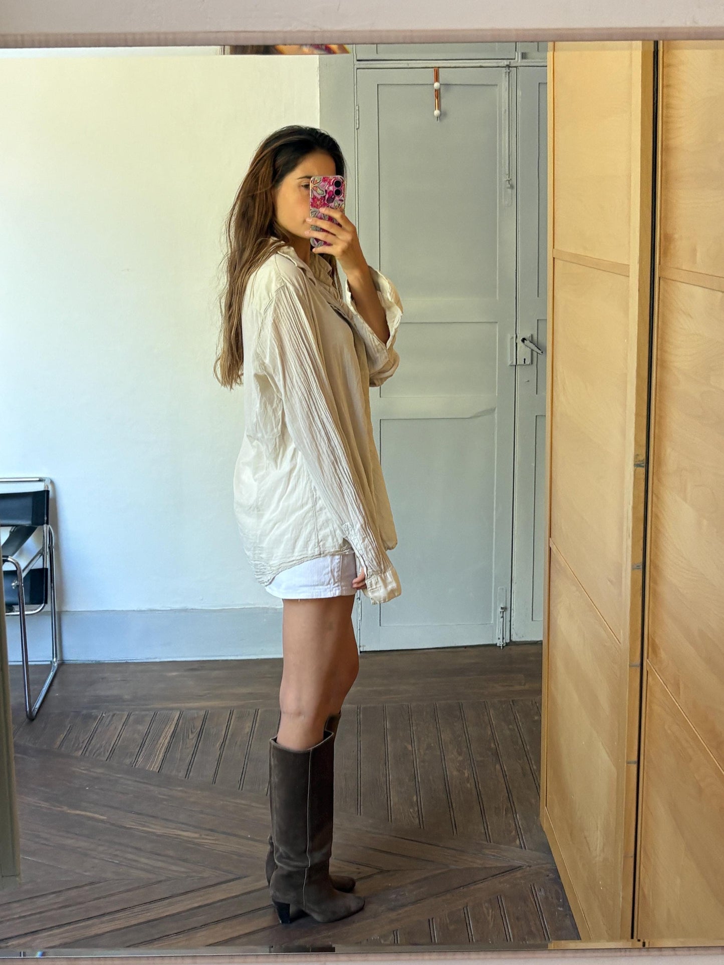 Vintage RIFLE JEANS white denim mini skirt, Y2k low waist mini jeans skirt, 30, L