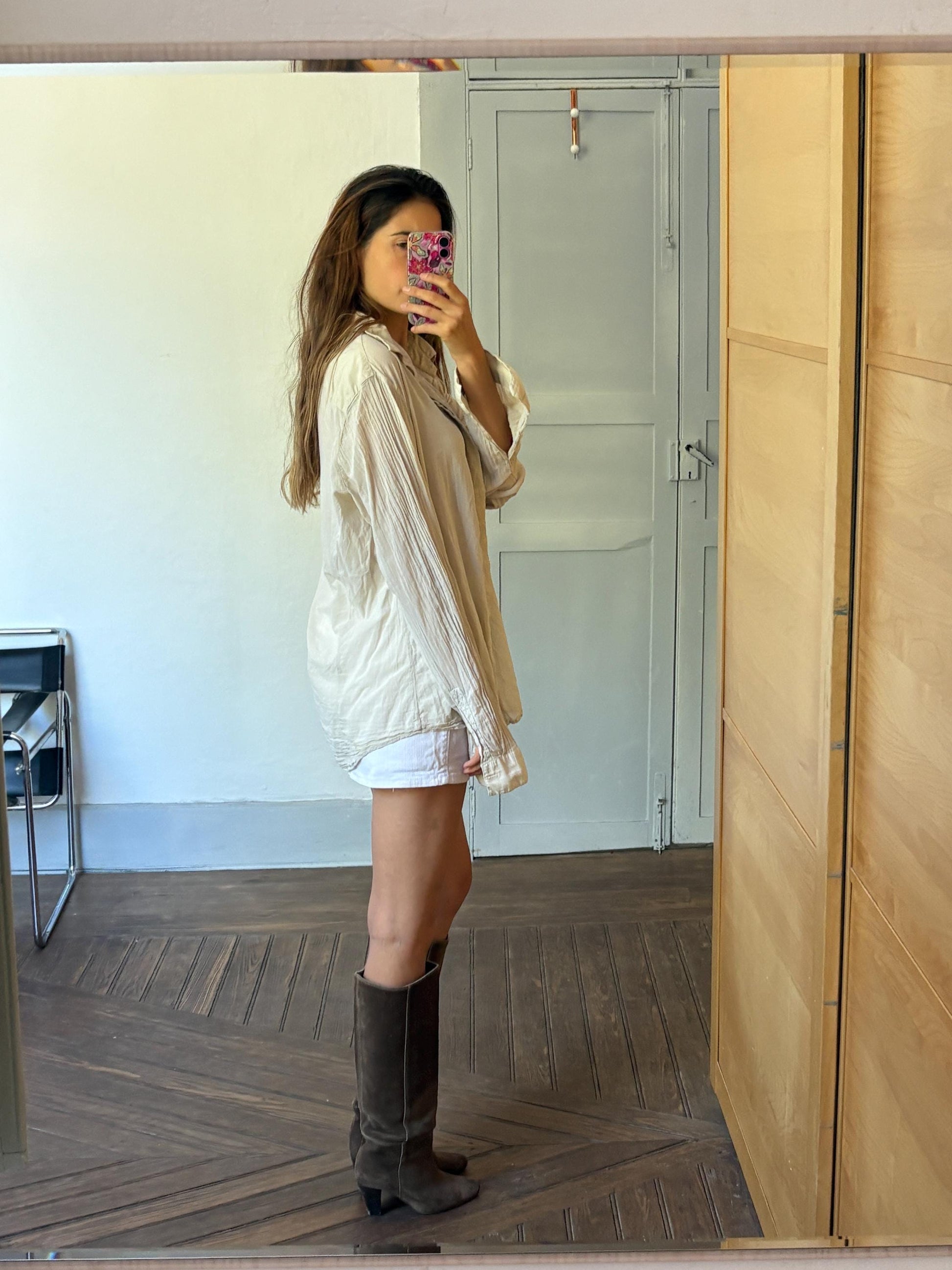 Vintage RIFLE JEANS white denim mini skirt, Y2k low waist mini jeans skirt, 30, L