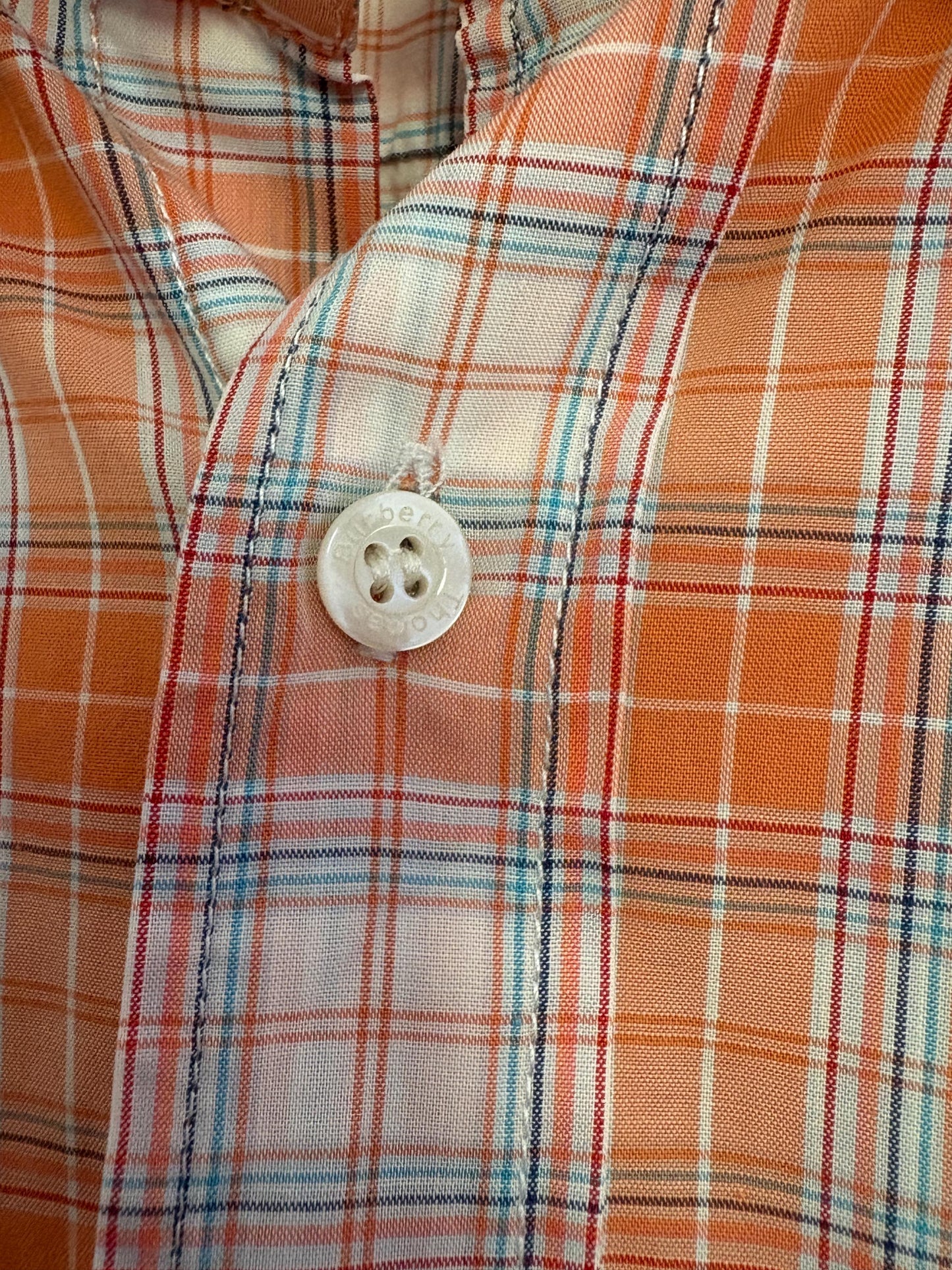 Vintage Thomas BURBERRY Orange plaid men blouse, Oxford designer shirt, Boxy fit, Classic formal shirt, Cotton shirt, XL