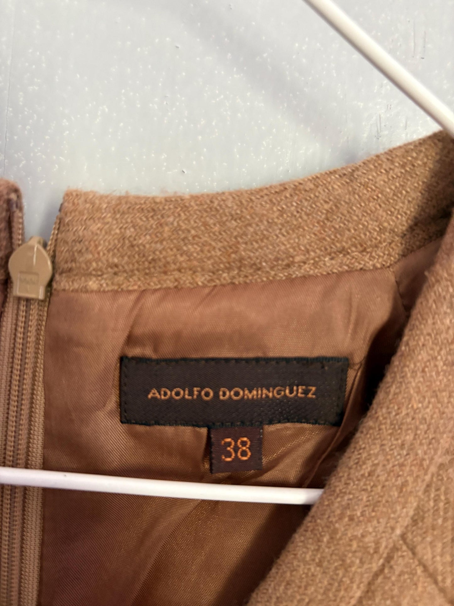 Vintage Adolfo Dominguez Fit & Flare Wool Dress | Soft Brown Mini Dress | Academia Fall Aesthetic