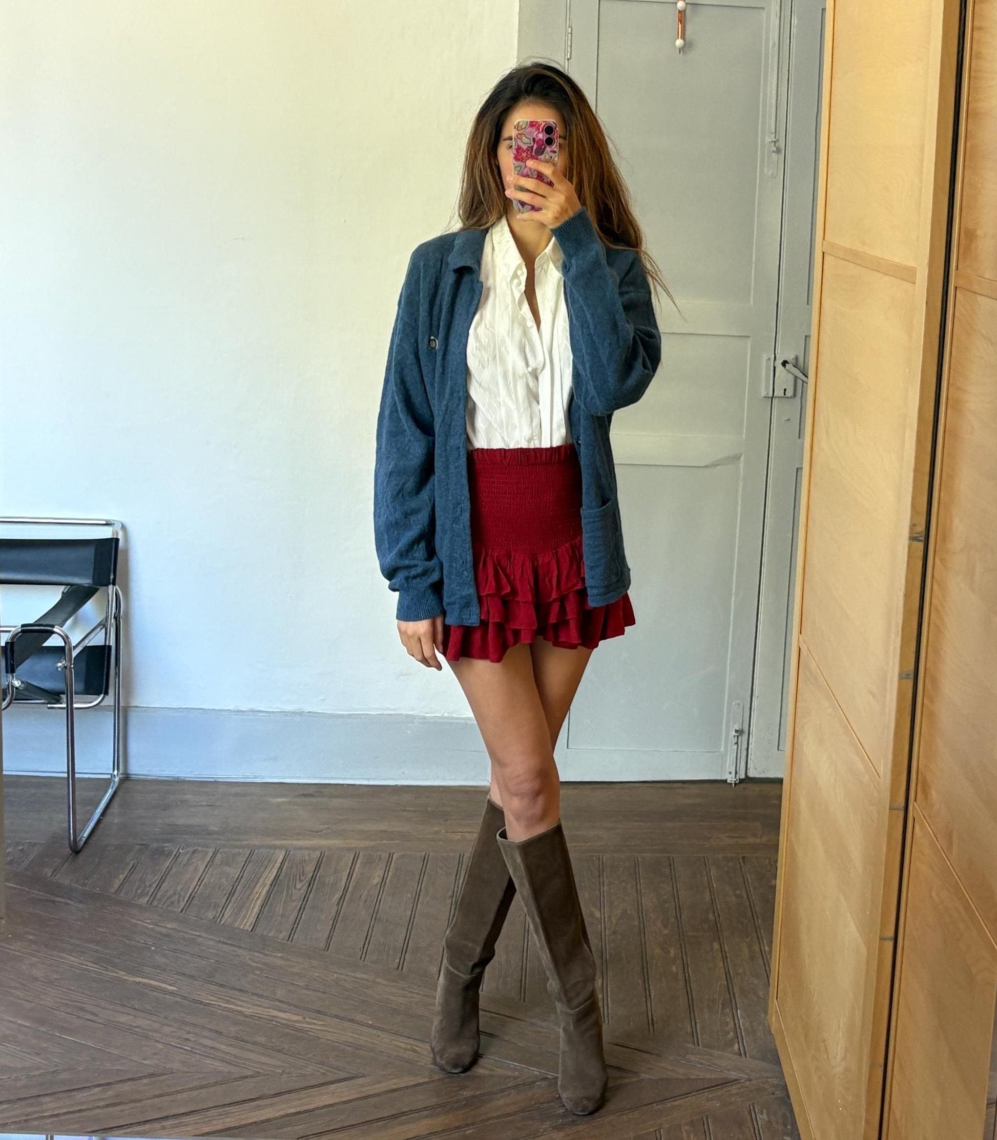 Wool vintage Luxe cardigan - Blue Long sleeved soft Men jumper, 42 - XL