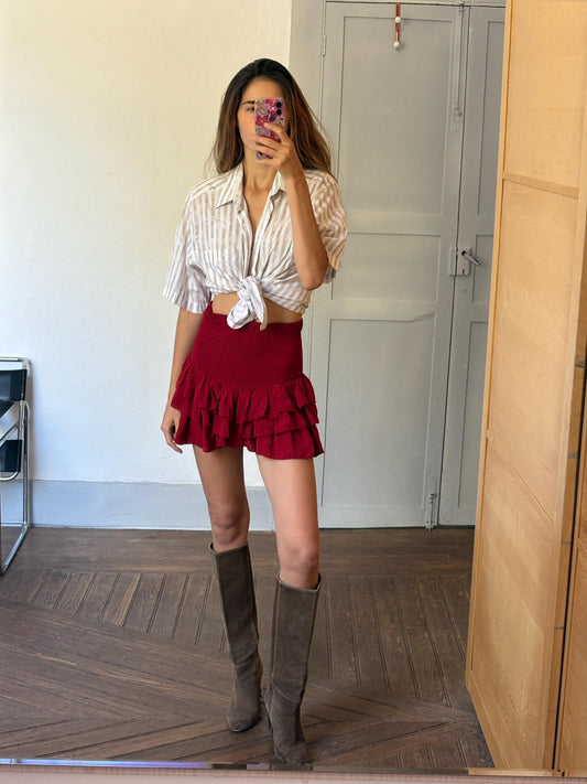 Vintage striped floral Button-Down Shirt - Oversized Summer Shirt