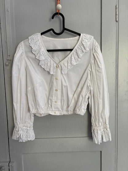 Vintage Eyelet Cotton Puff Sleeve Blouse — additional view 5