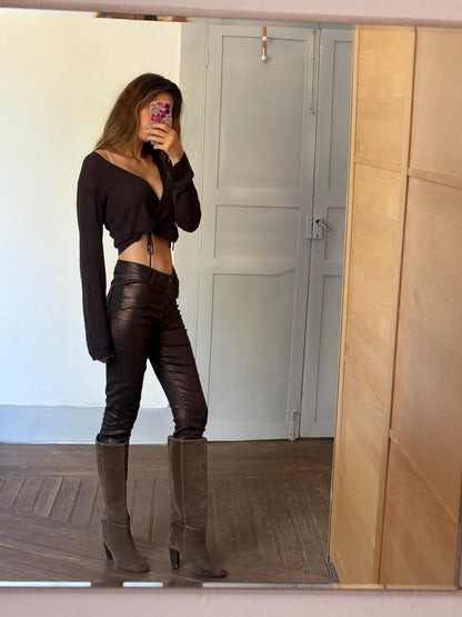 Metallic Black Vintage Skinny Pants — detail