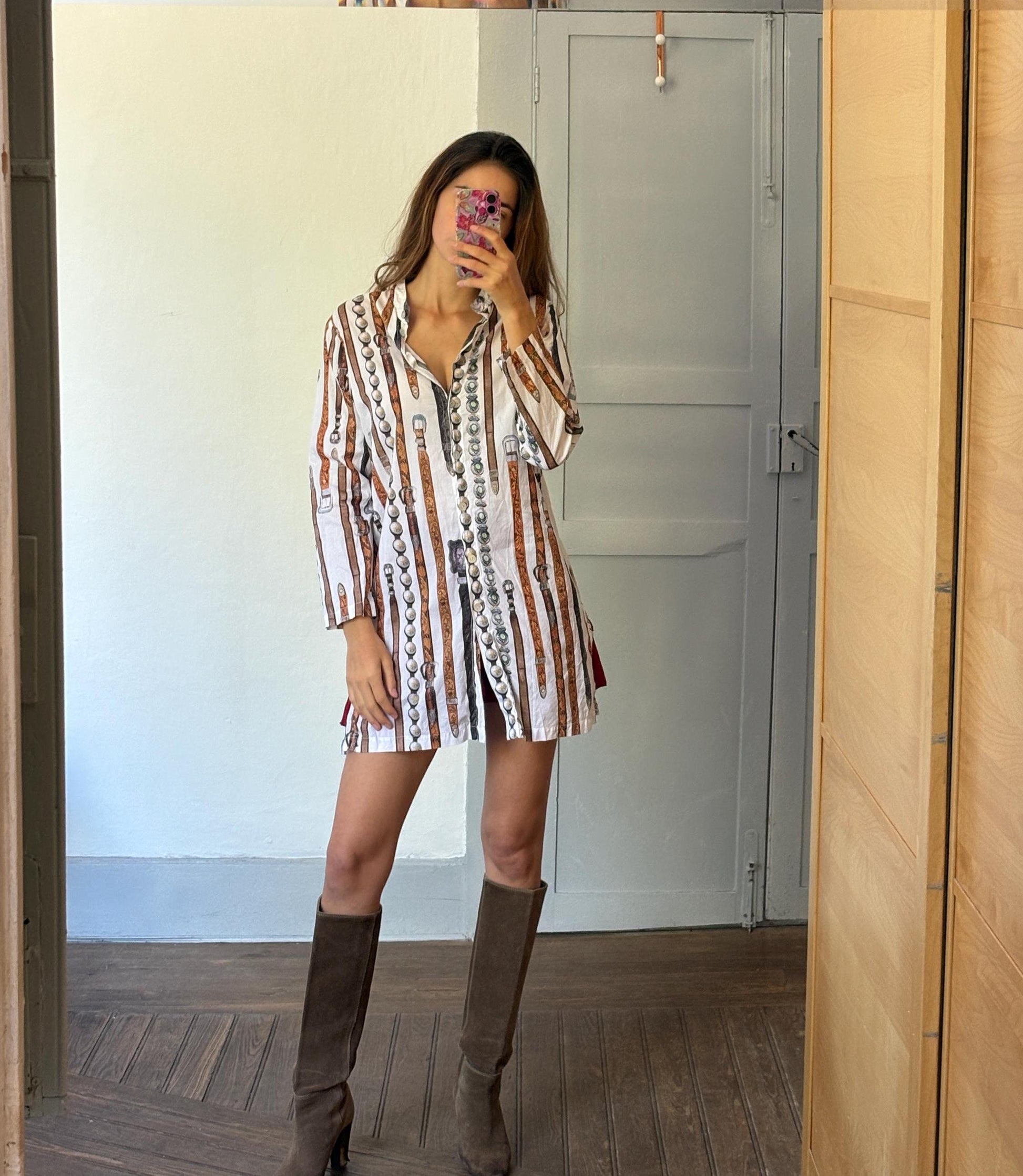 Vintage button down dress with mother of pearl buttons.