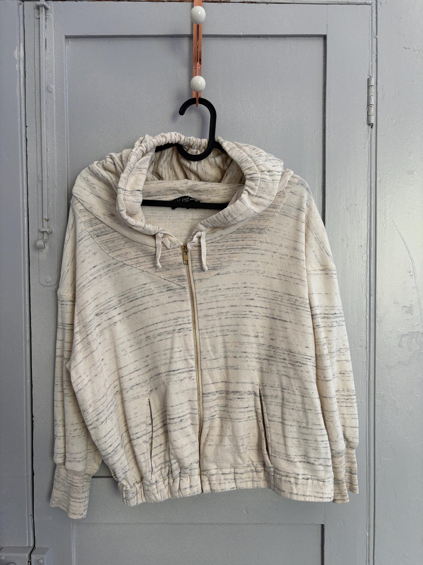 Vintage Isabel Marant hooded vest, White and greyncardigan, French designer clothing, Emily in Paris style