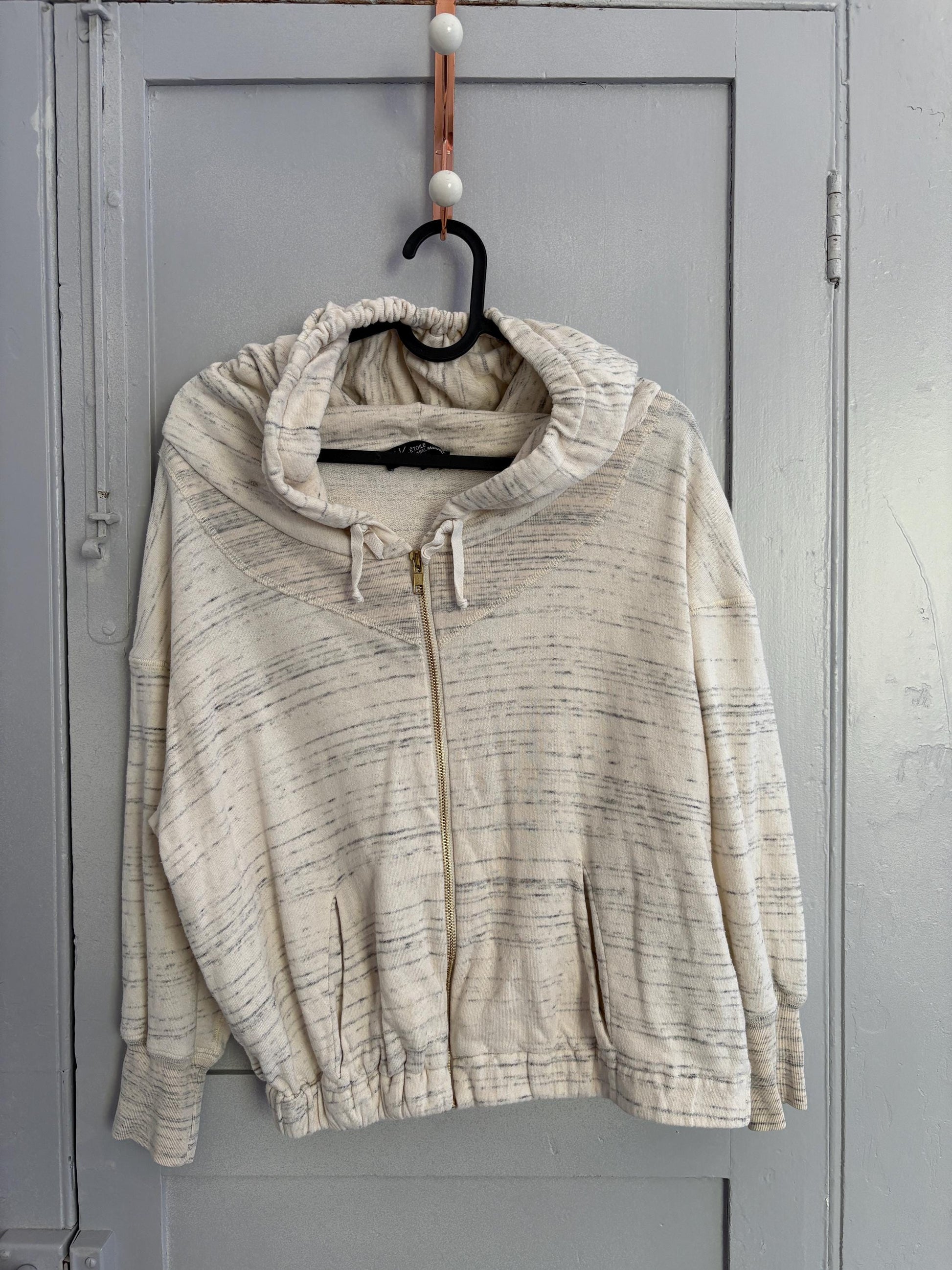 Vintage Isabel Marant hooded vest, White and greyncardigan, French designer clothing, Emily in Paris style