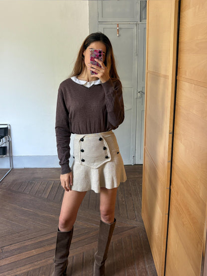 Vintage Brown Cashmere Blend Jumper — fabric close-up