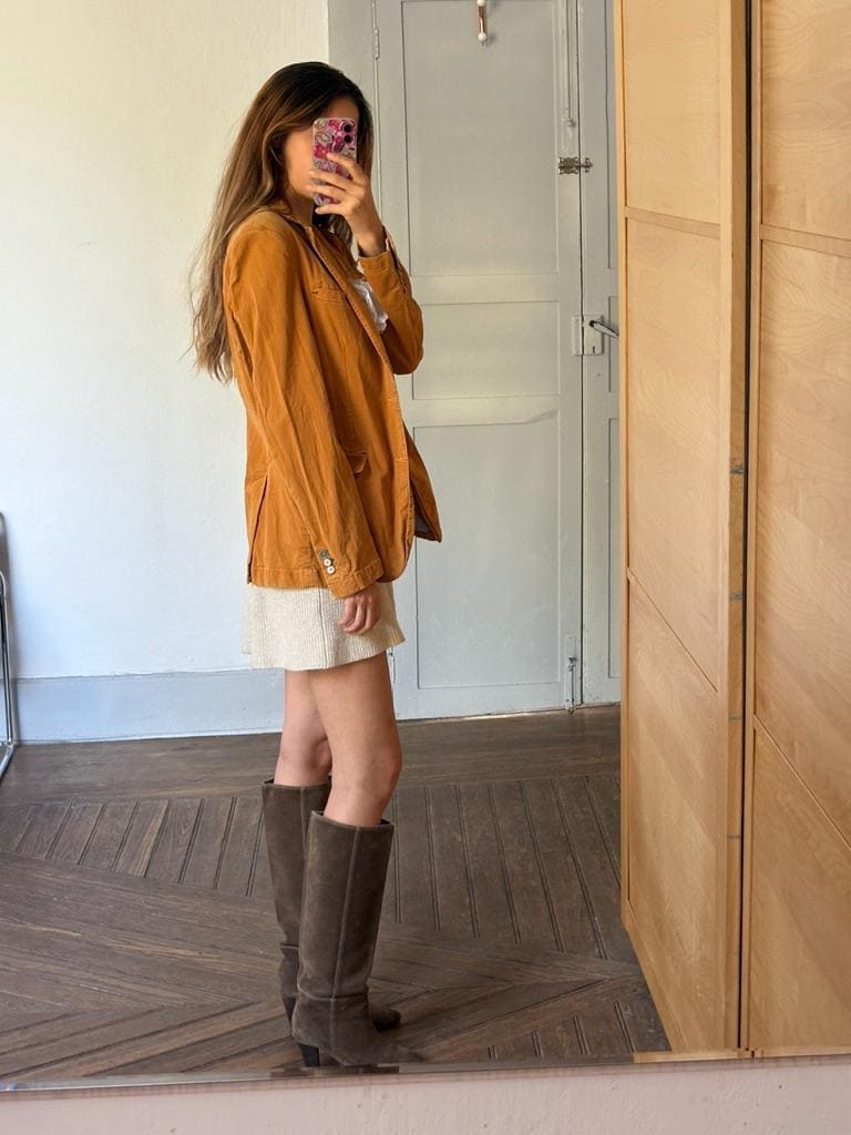 Orange earthy blazer, Vintage warm spring jacket, Colourful Emily in Paris aesthetic, Smart Girl boss clothing, M