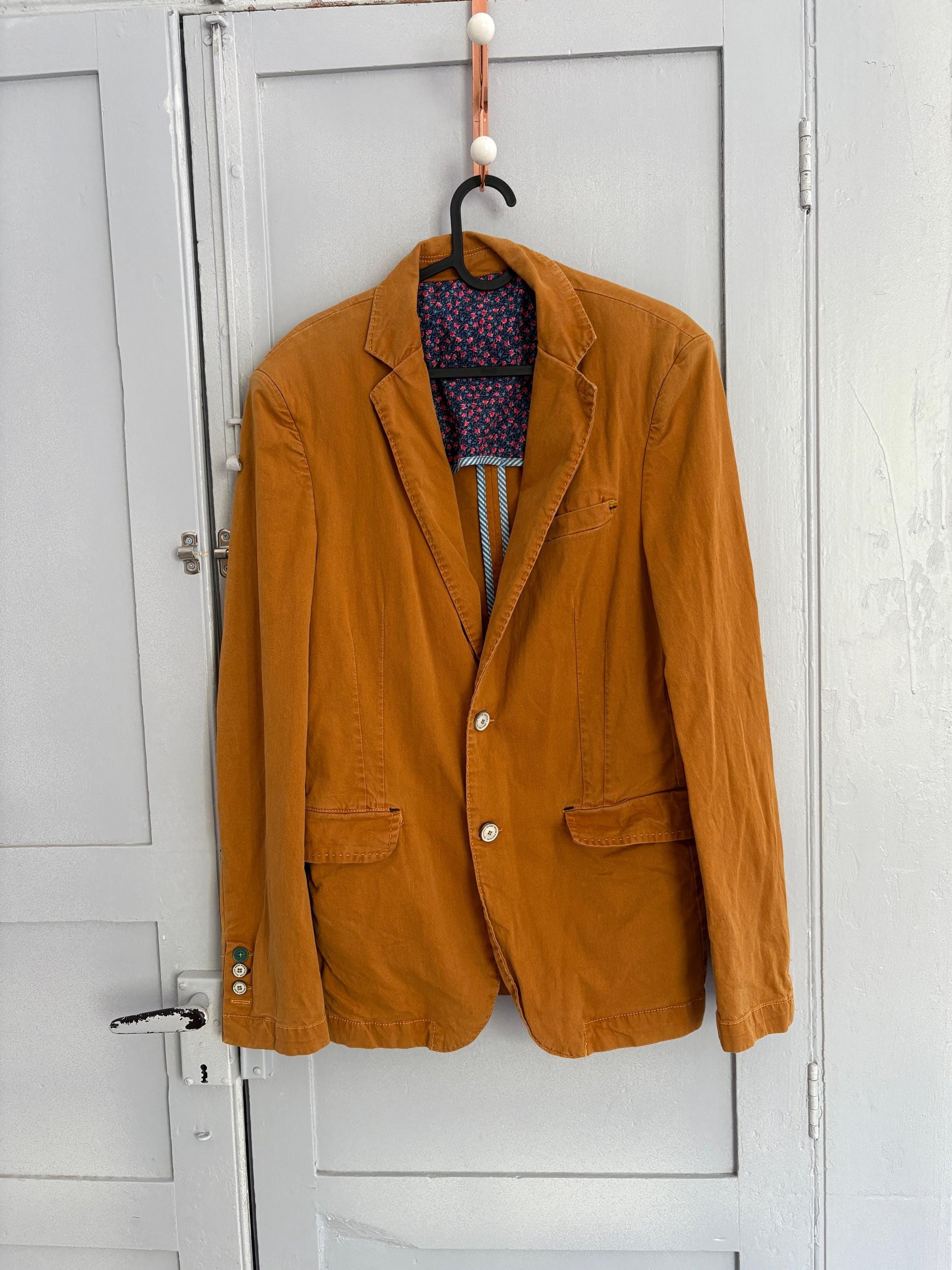 Orange earthy blazer, Vintage warm spring jacket, Colourful Emily in Paris aesthetic, Smart Girl boss clothing, M