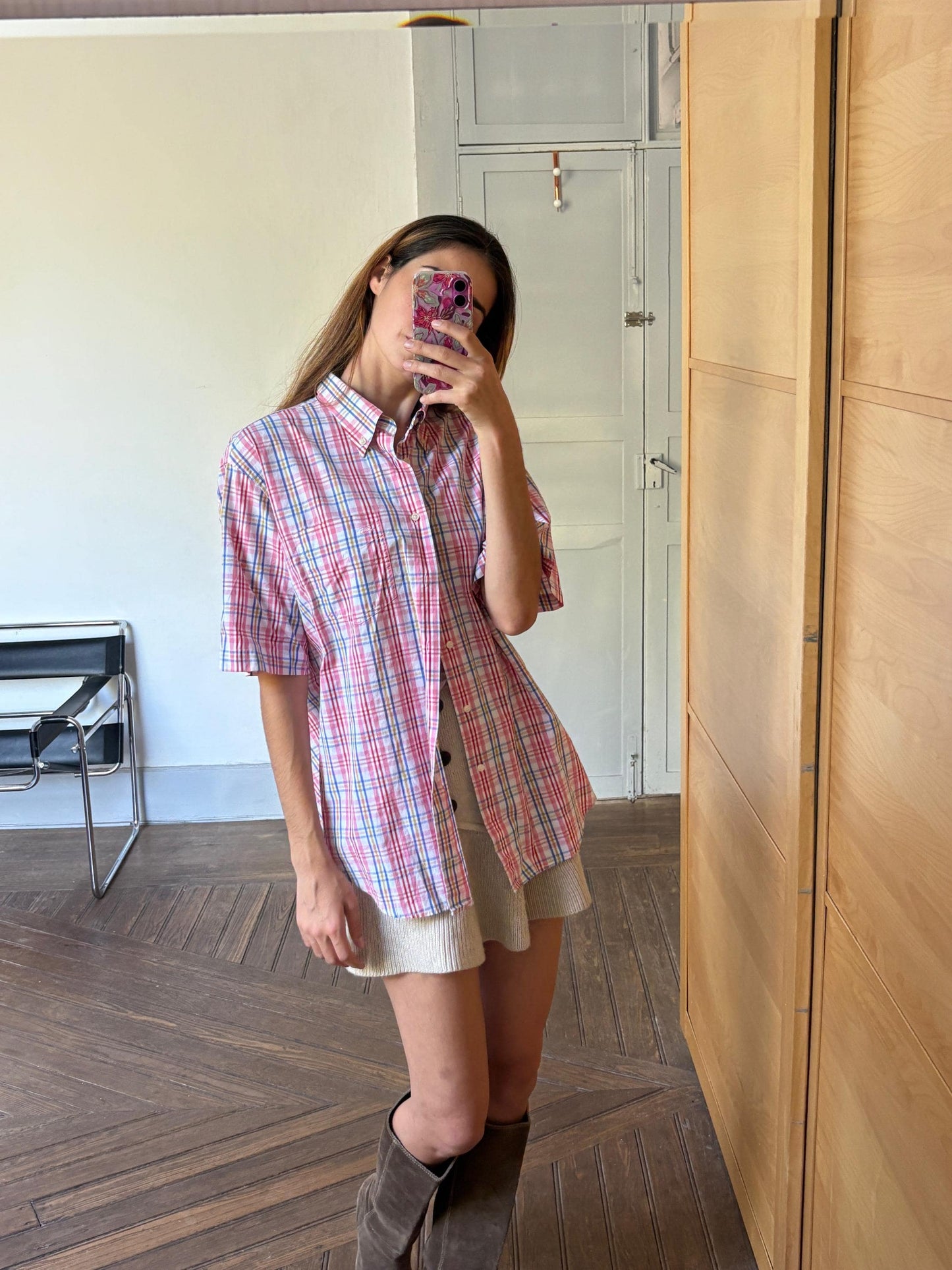 Vintage BURBERRY London light pink men blouse, Oxford designer shirt, Boxy fit,