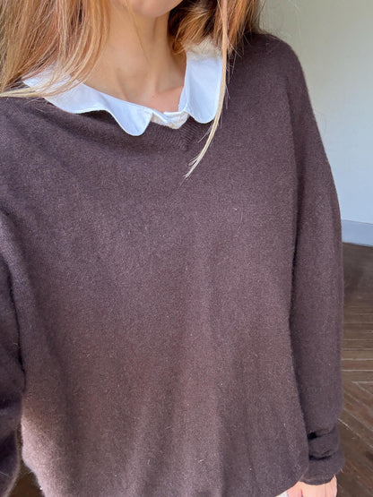 Vintage Cashmere Dark Brown Sweater — additional view 5