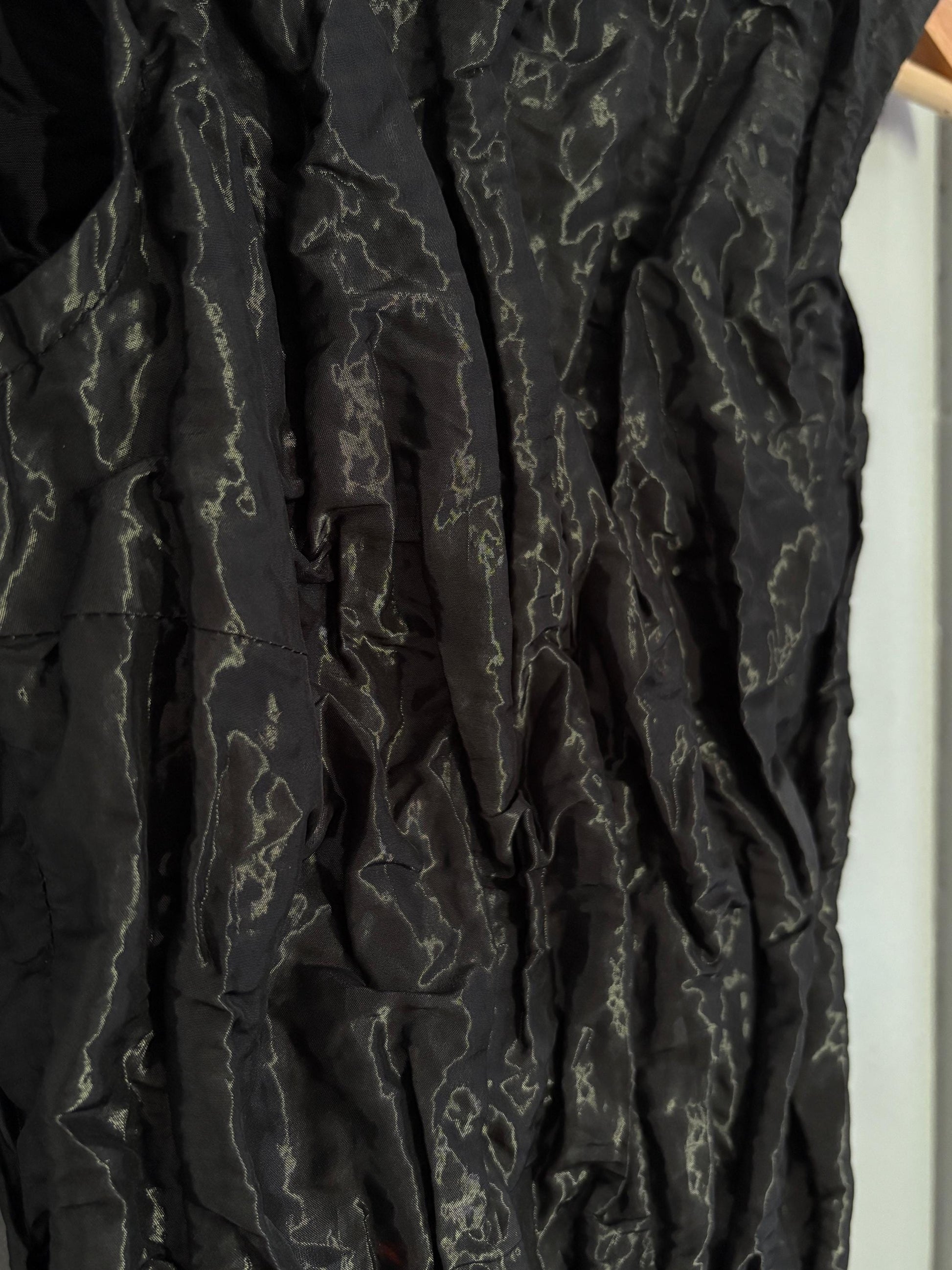 Chic black camisole, Elegant sleeveless textured top, Shiny black outfit, XXS