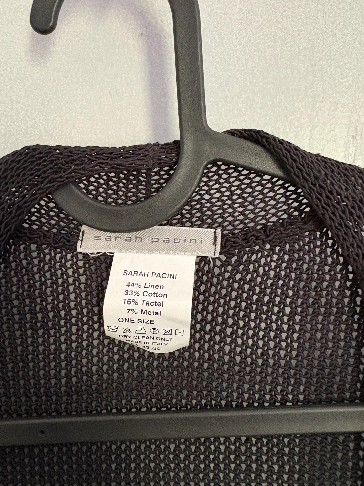 Vintage Sarah Pacini Black Linen Blend Camisole, Elegant Asymmetric Sleeveless Designer Top, Branded Knitwear, Versatile Classic Shirt