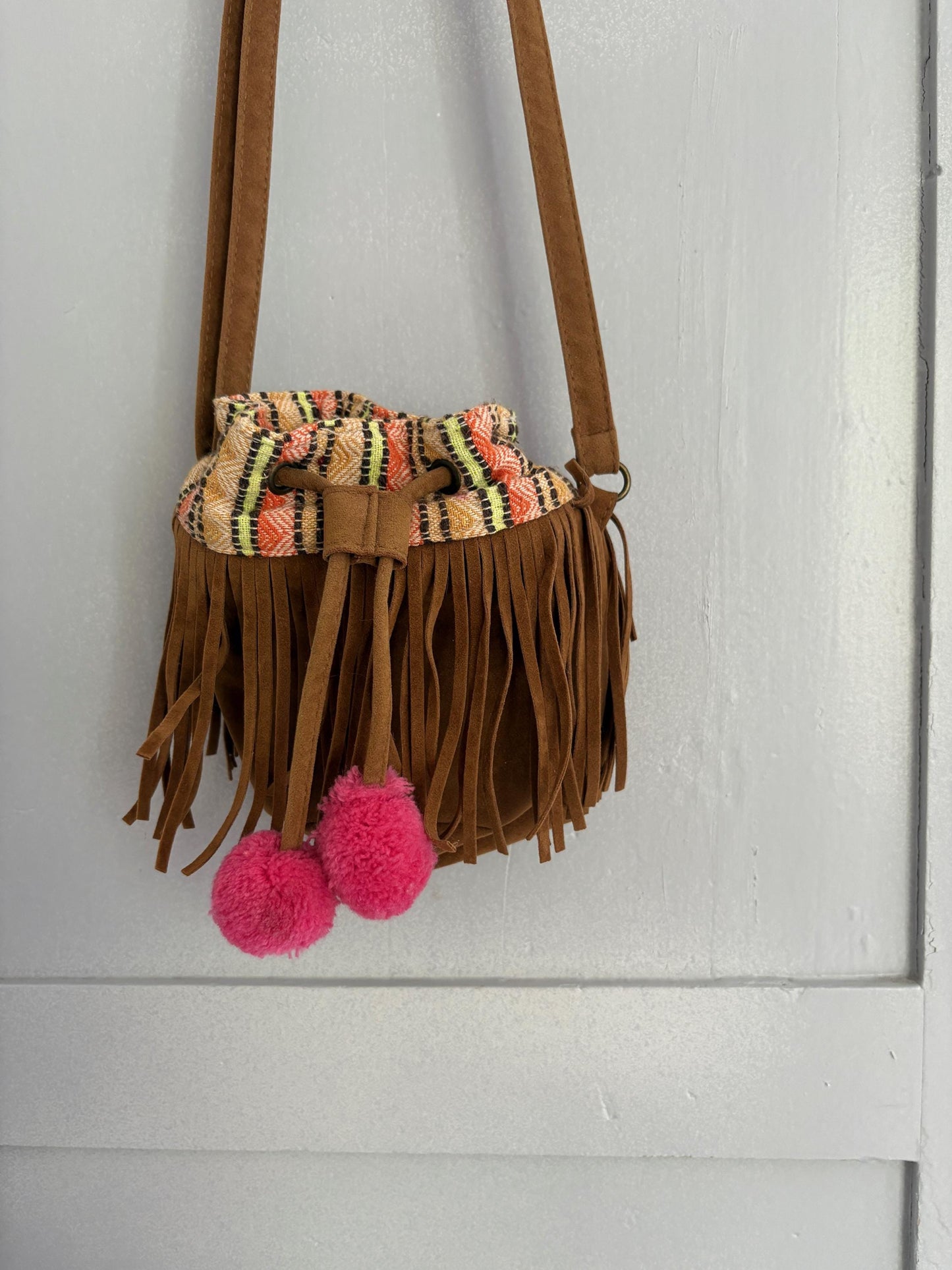 Vintage Boho Fringe Crossbody Bag | Festival Pom-Pom Mini Purse