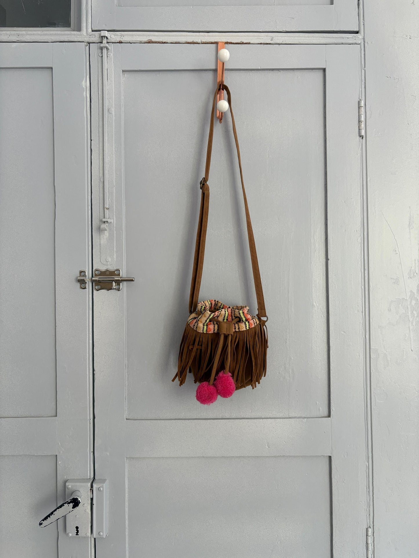 Vintage Boho Fringe Crossbody Bag | Festival Pom-Pom Mini Purse