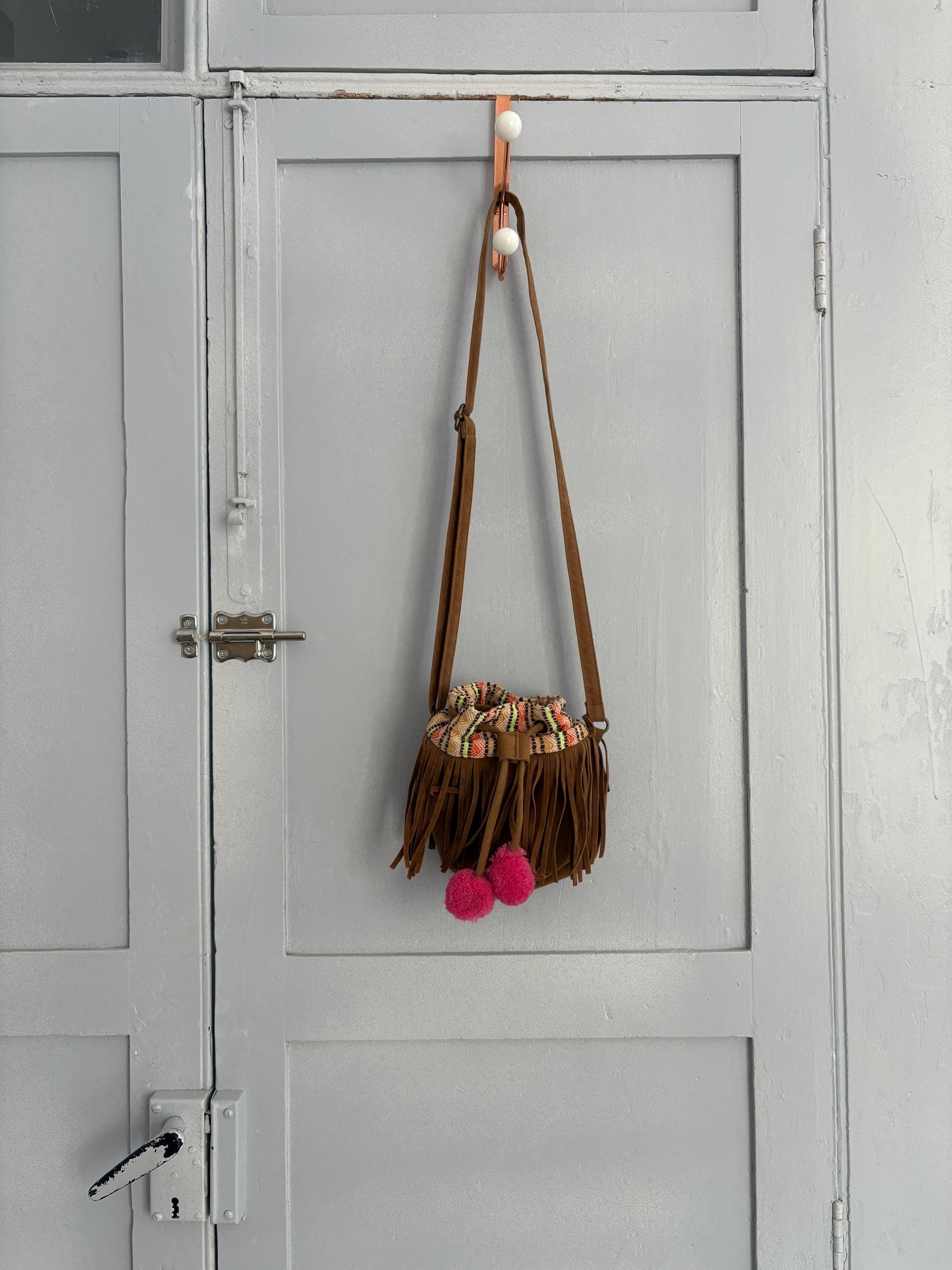 Vintage Boho Fringe Crossbody Bag | Festival Pom-Pom Mini Purse