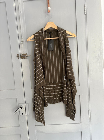 Vintage Striped Moss Green Bolero Vest — additional view 7