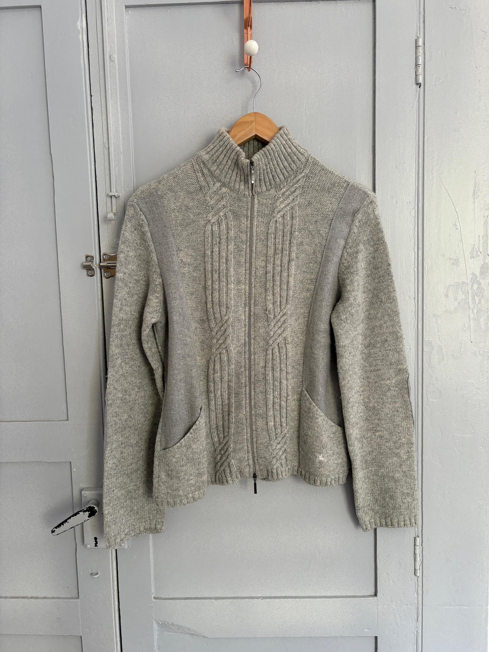 Vintage Burberry London Luxe cardigan - Long sleeved grey lambswool blend vest, Super soft winter knit shirt, Designer Jumper, S