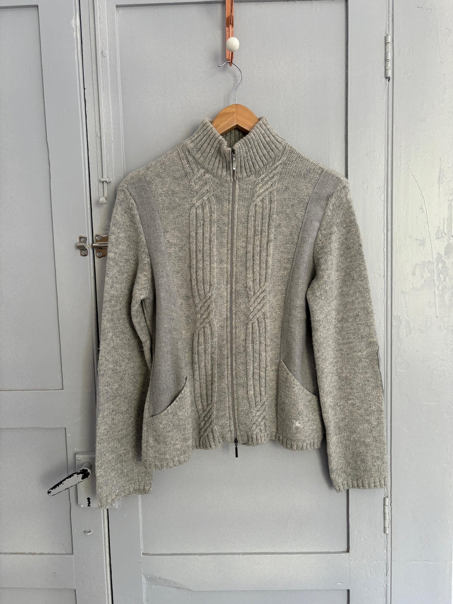 Vintage Burberry London Luxe cardigan - Long sleeved grey lambswool blend vest, Super soft winter knit shirt, Designer Jumper, S