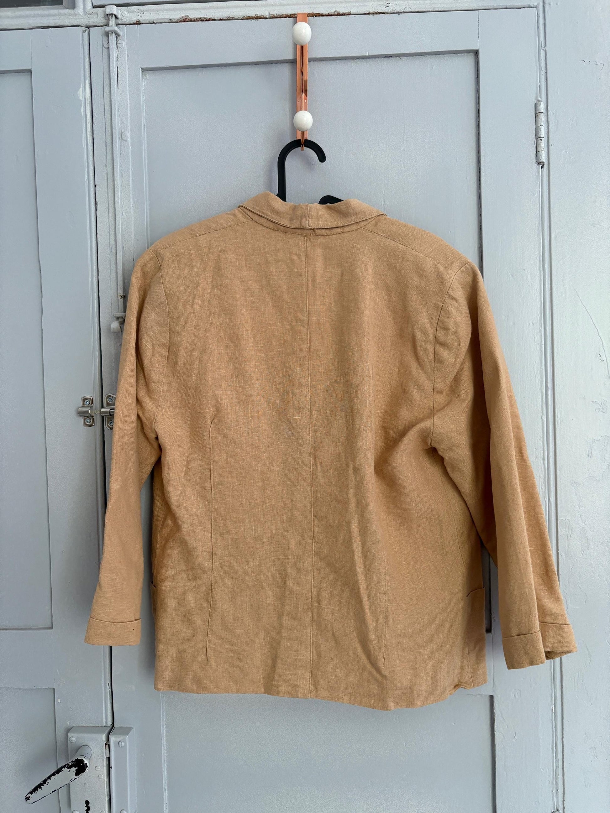 Vintage Tan Cropped Blazer | Earthy Linen Look | Chill Girl Summer Layer