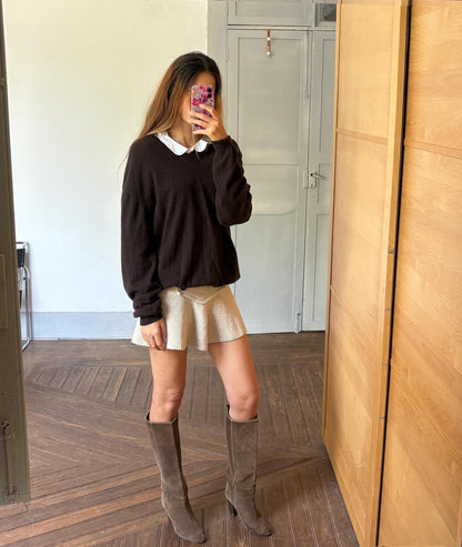 Vintage Cashmere Dark Brown Sweater — detail
