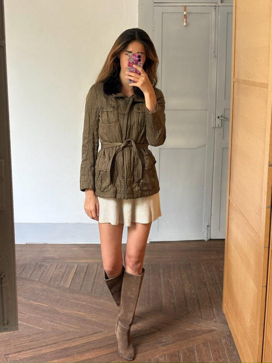 Laurèl vintage moss green parka coat.