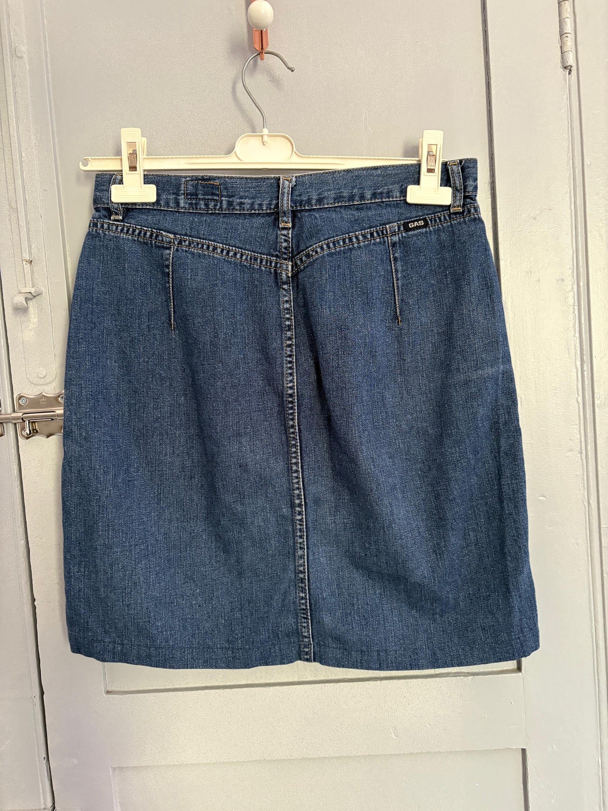 Vintage Blue jeans Gas skirt, Button down retro denim skirt, Y2k aesthetic fashion, size 30 - M
