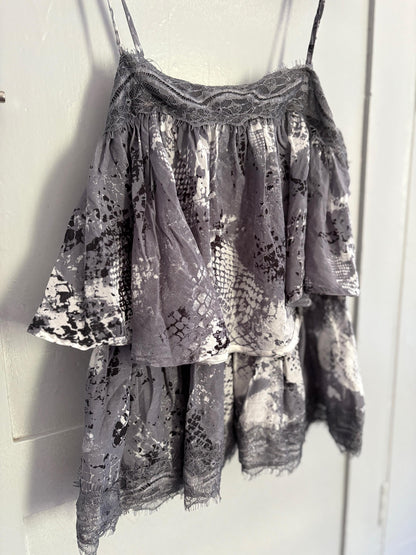 Grey Silk Cotton Crop Top Boho Chic Camisole