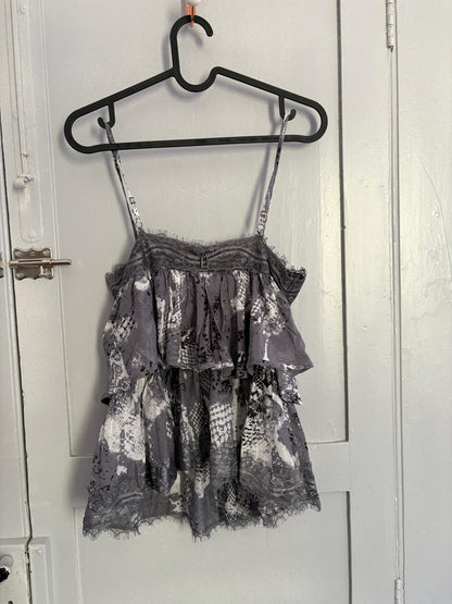 Grey Silk Cotton Crop Top Boho Chic Camisole