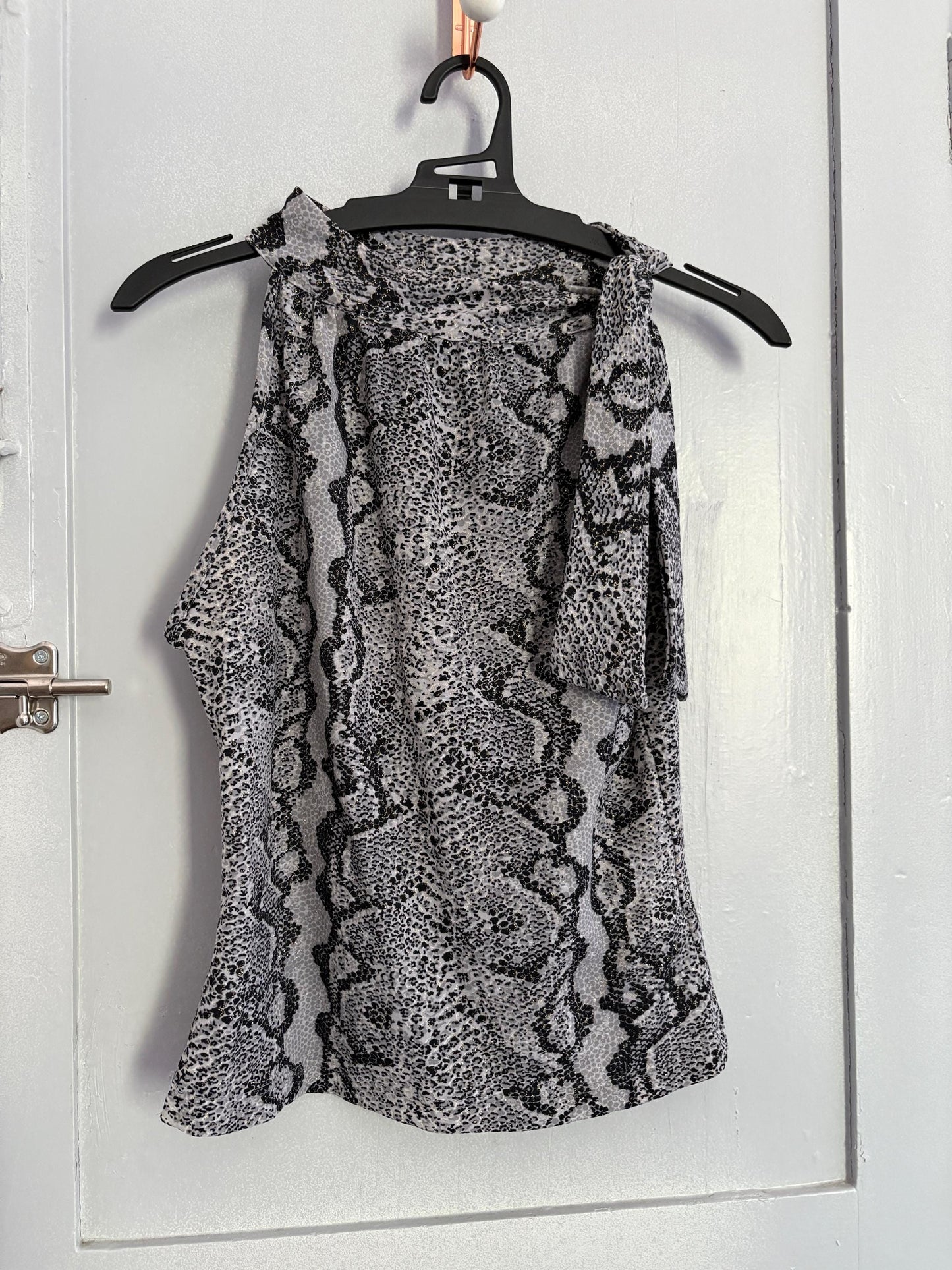 Y2K Snake Print Glitter Tank | Vintage Mesh Camisole Top