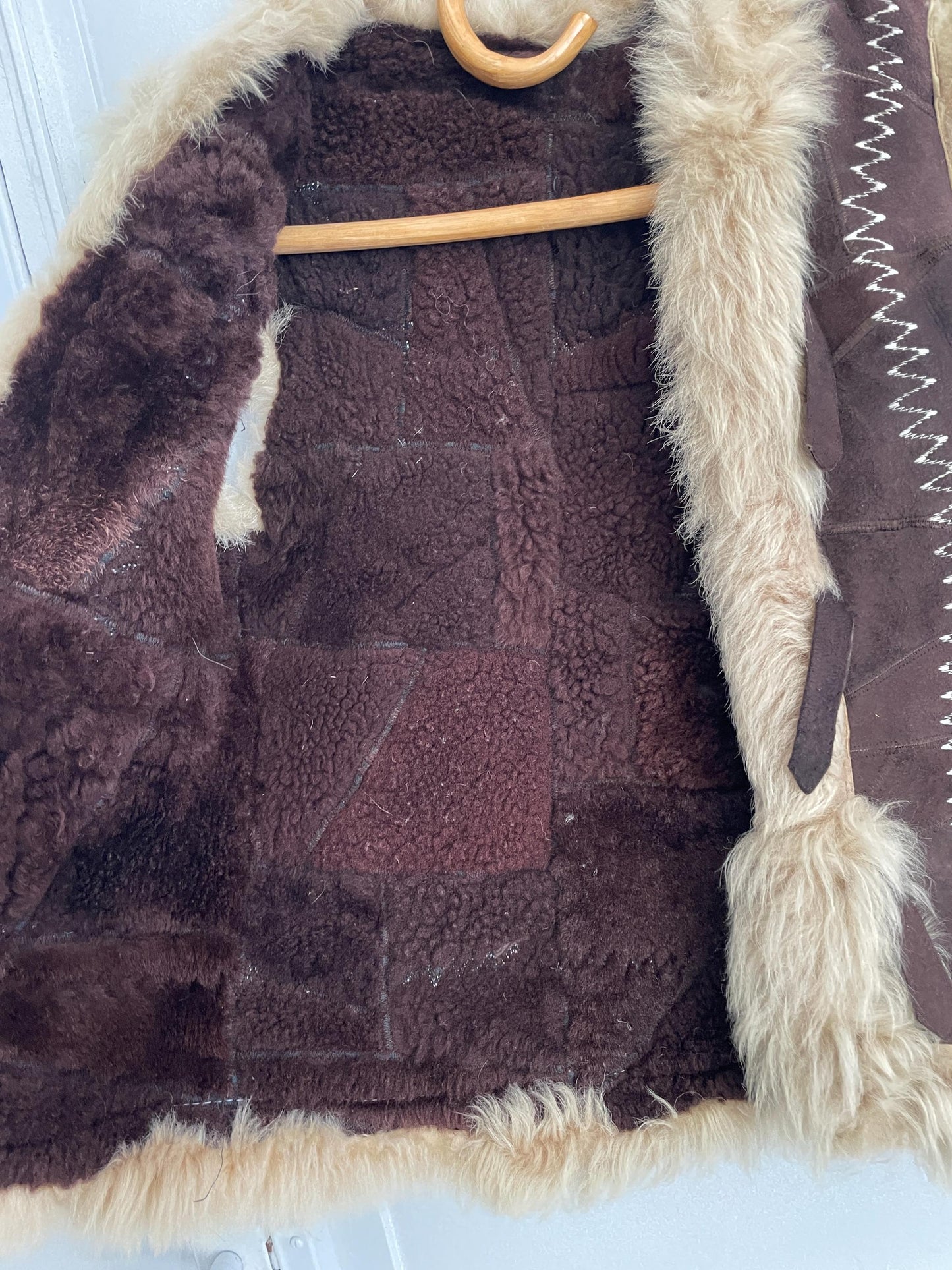 Vintage wool leather lammy vest, Sleeveless genuine leather 70s gilet, Sheep hide winter waistcoat, Sheephide cardigan