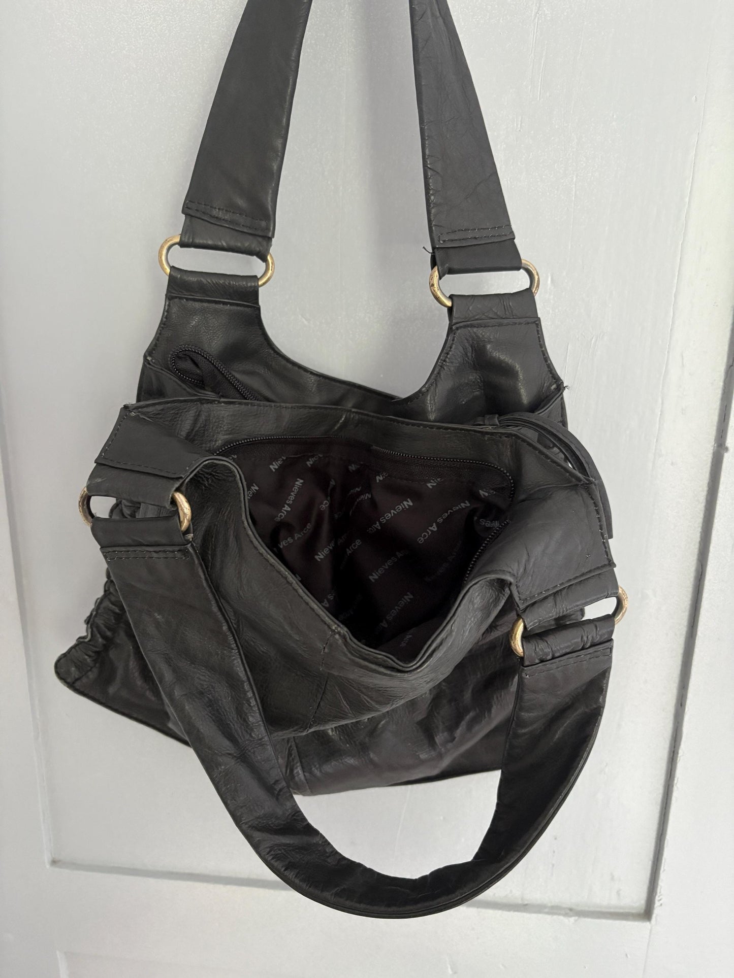 Vintage black leather shoulder bag, Cool Berlin style fashion black woman bag, Aesthetic vintage baguette bag, Scandic fashion