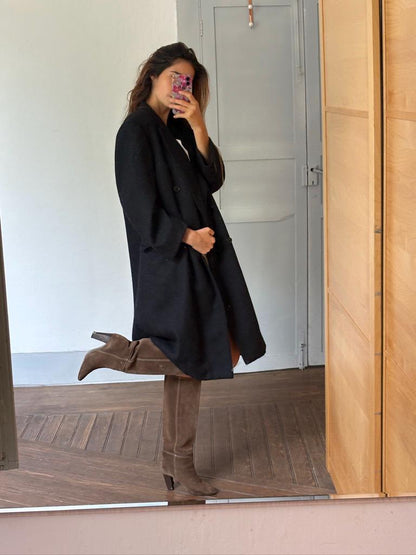 Dark Academia Wool Overcoat in Charcoal — additional view 5